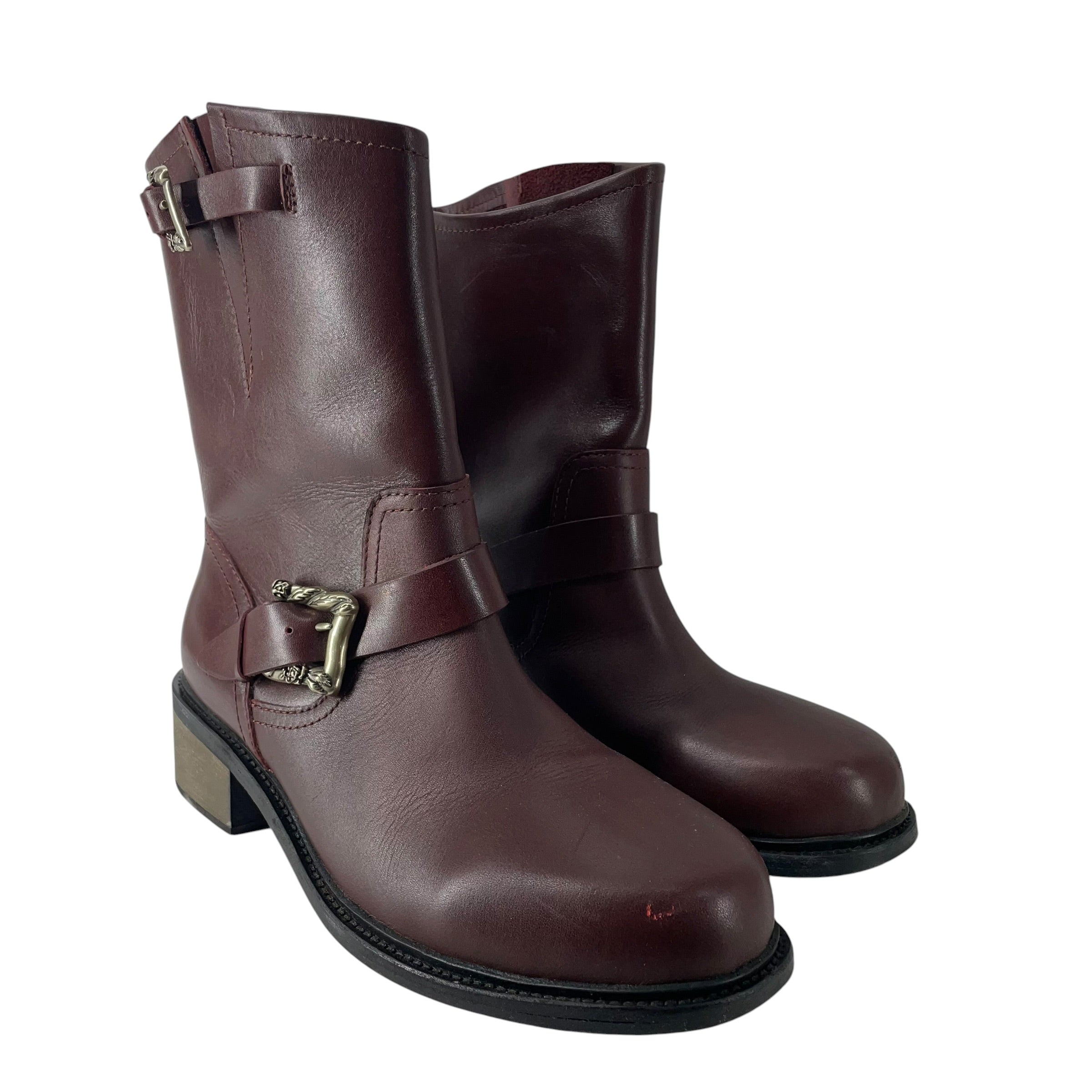 enfants riches deprimes/Cowboy Boots/EU 46/Leather/RED/BELT BUCKLE CLOSER view 1