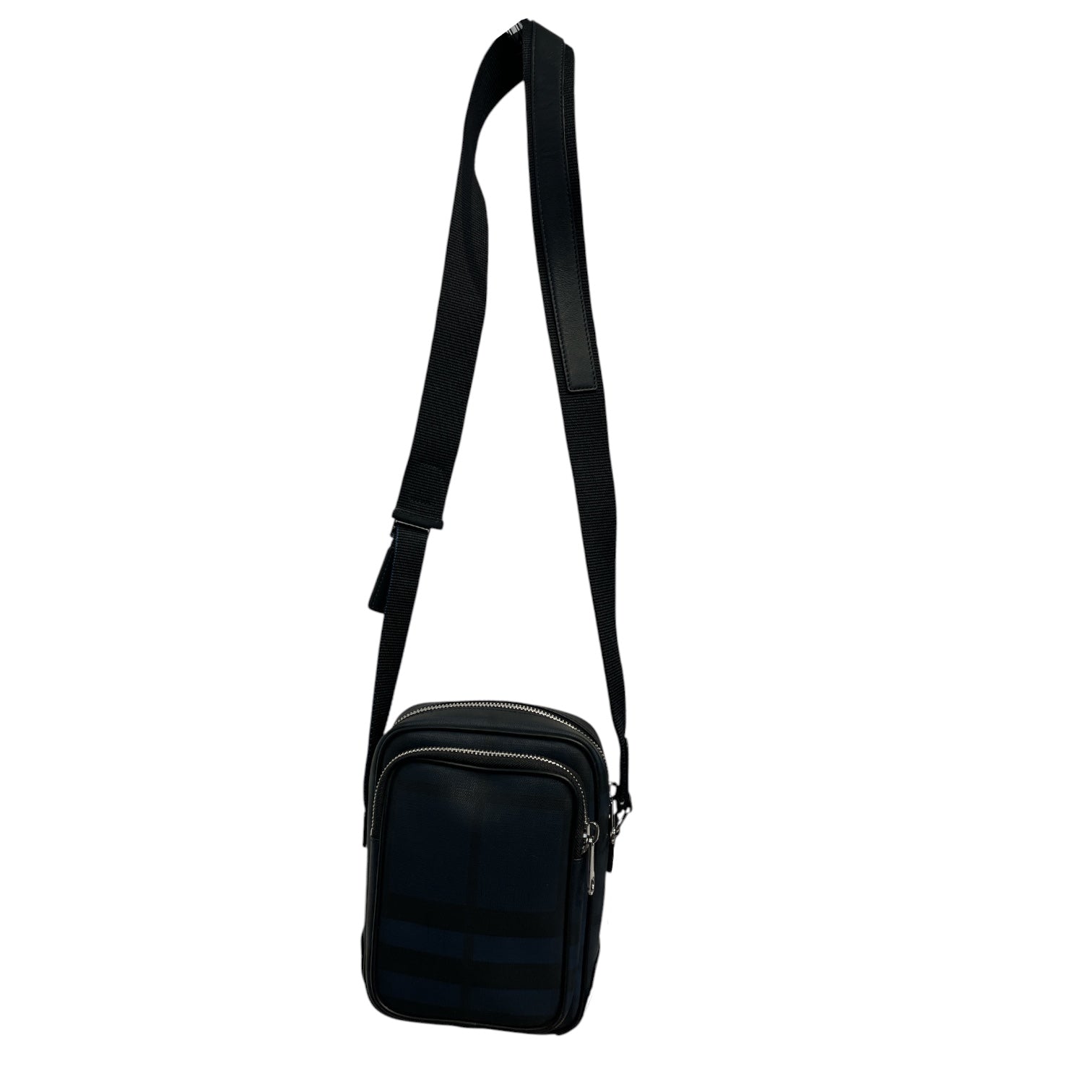 BURBERRY/Cross Body Bag/Leather/BLK/black & navy view 4