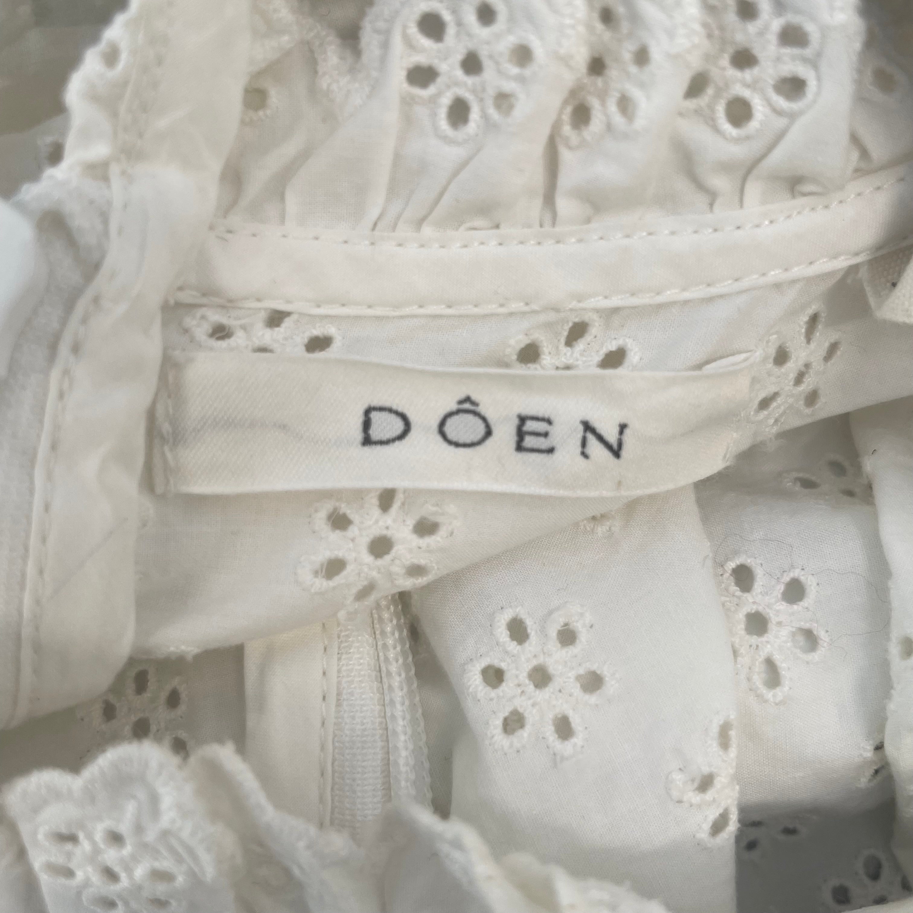 DOEN/LS Blouse/M/WHT/LACE/CUFF/BOTTON view 3