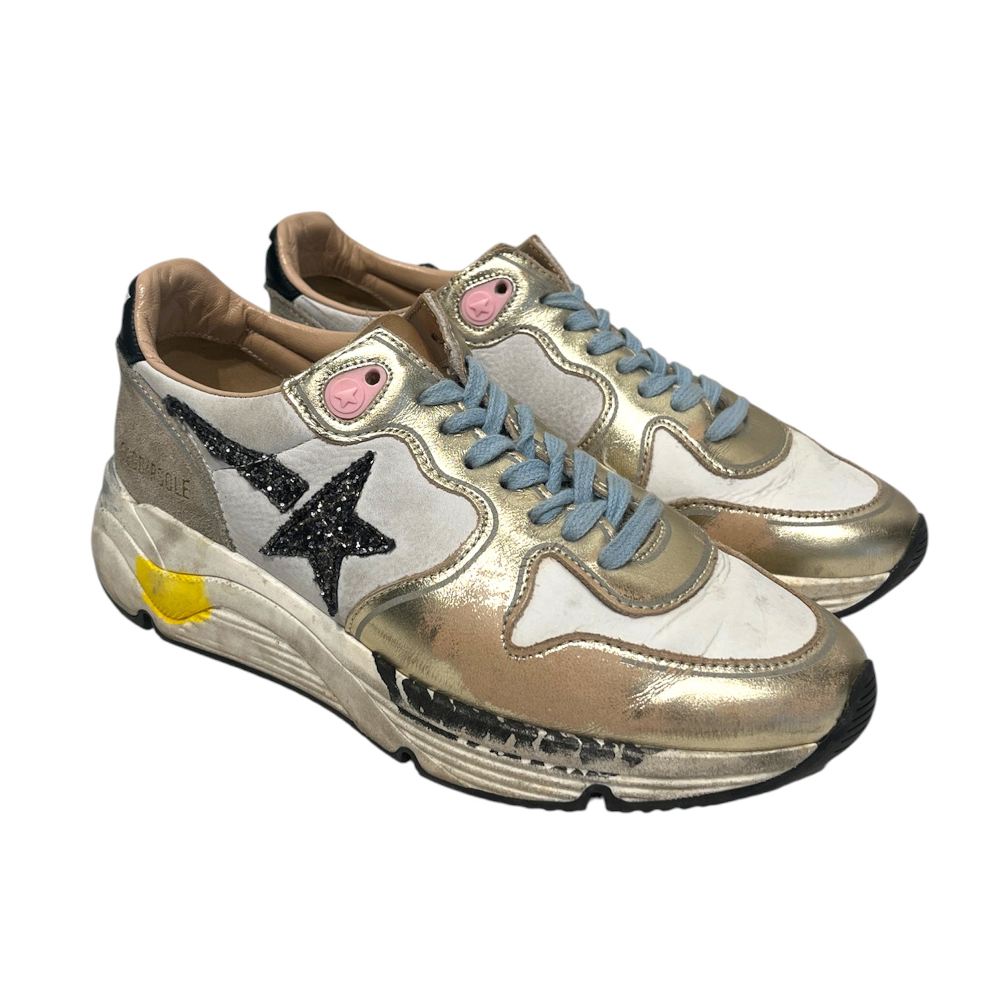 GOLDEN GOOSE/Low-Sneakers/EU 36/All Over Print/Leather/GLD/Chunky Heel/Running Sole Glitter Star view 1