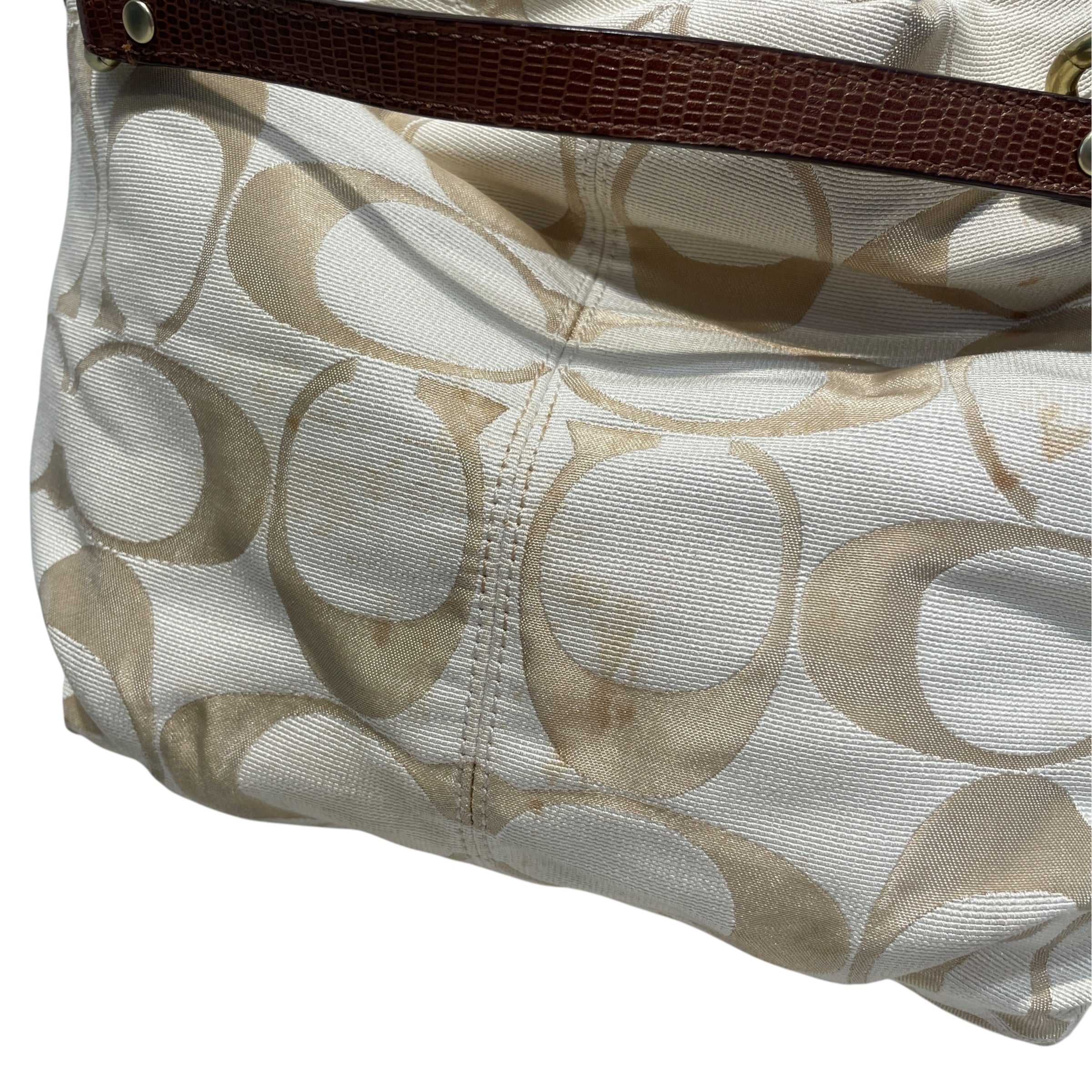 COACH/Hand Bag/Monogram/Cotton/WHT/Monogram Hobo Cab view 4