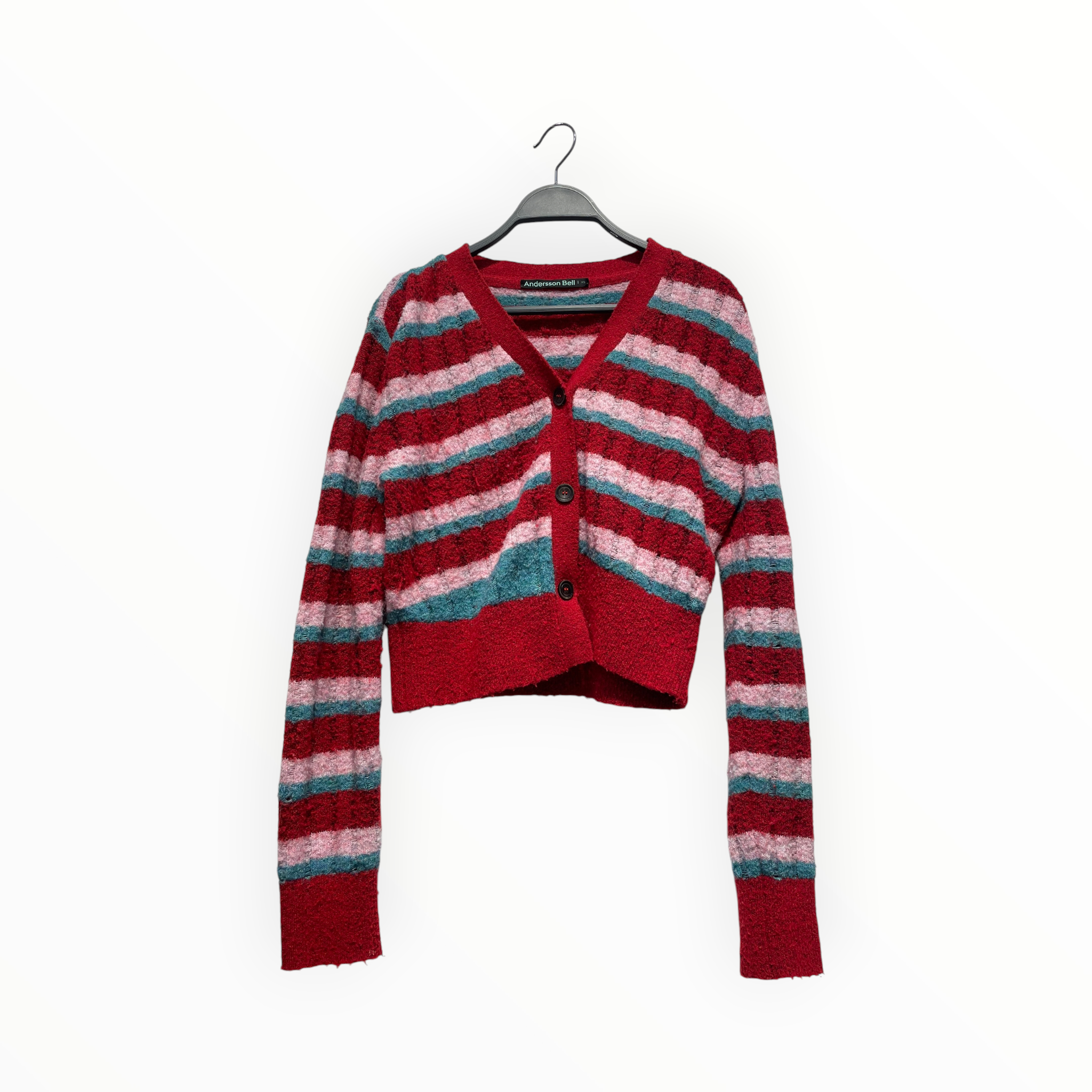 Andersson Bell/Cardigan/XS/Stripe/Wool/RED/red,pink,blue stripe view 1