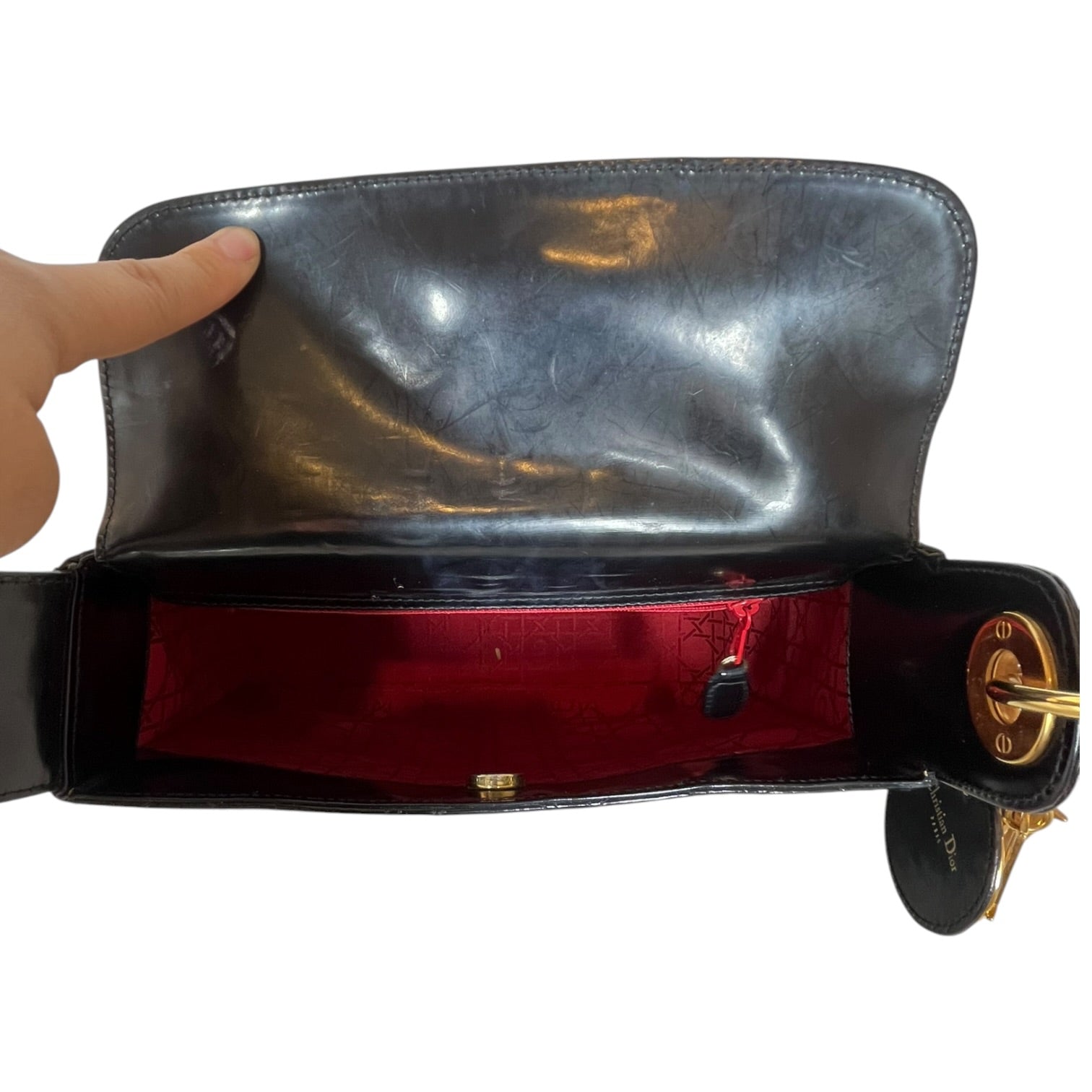 Christian Dior/Bag/Leather/BLK/Cannage Patent Leather Bag view 4