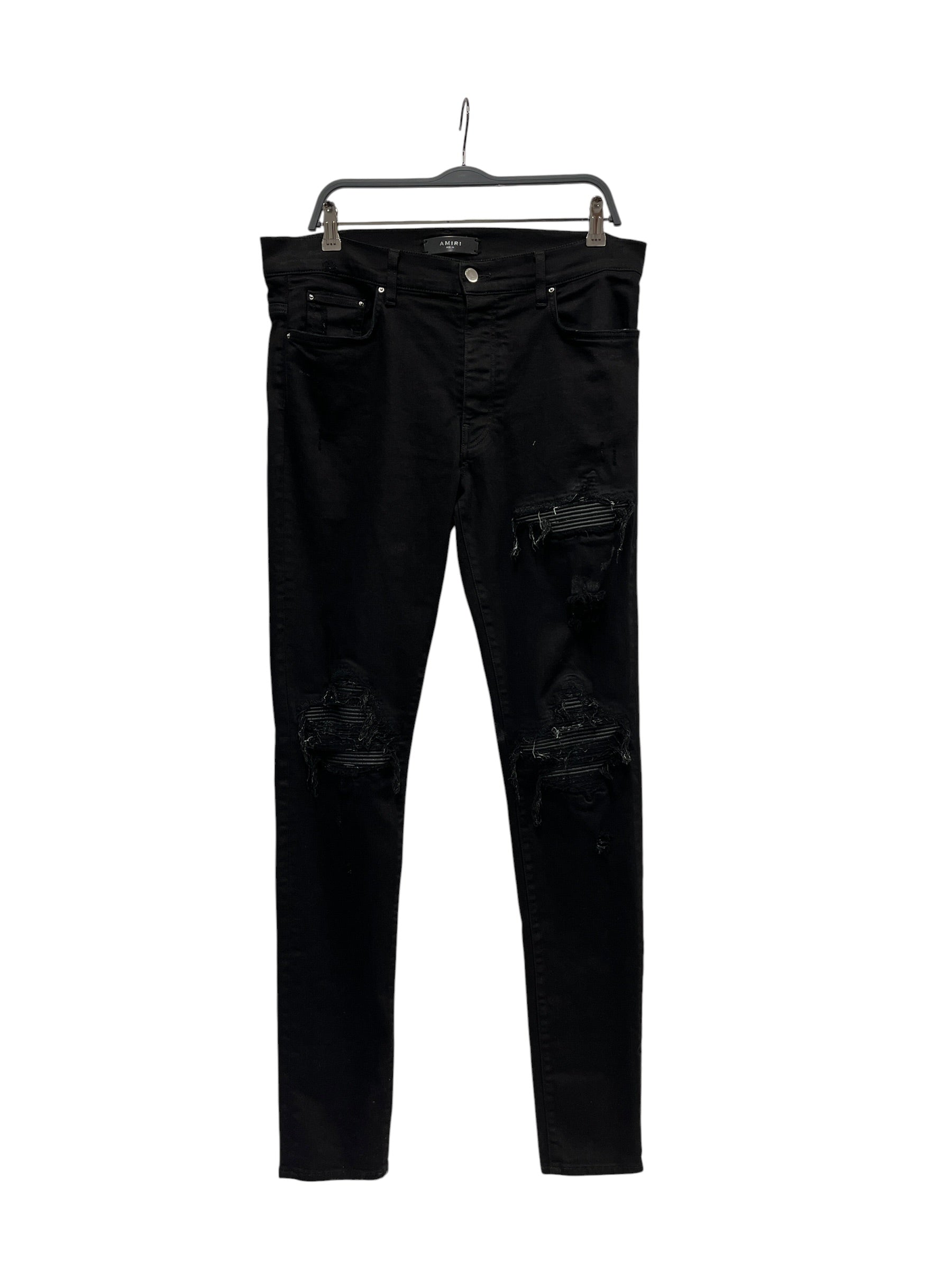 AMIRI/Skinny Pants/34/Cotton/BLK/Distressed/MX1 Leather Patches view 1