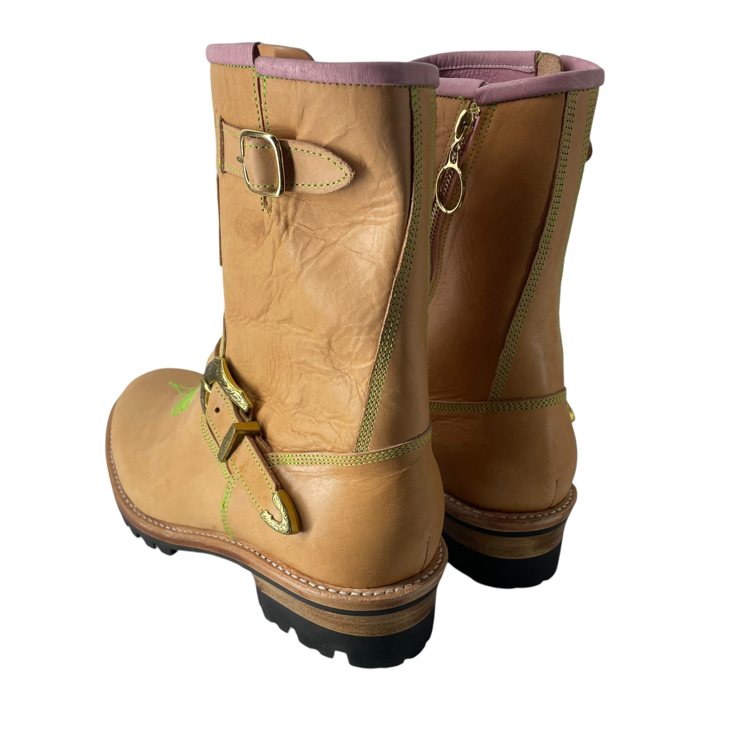 Better With Age/Boots/US 11/Leather/BEG/GREEN STITCH PINK LINER BOOT view 2