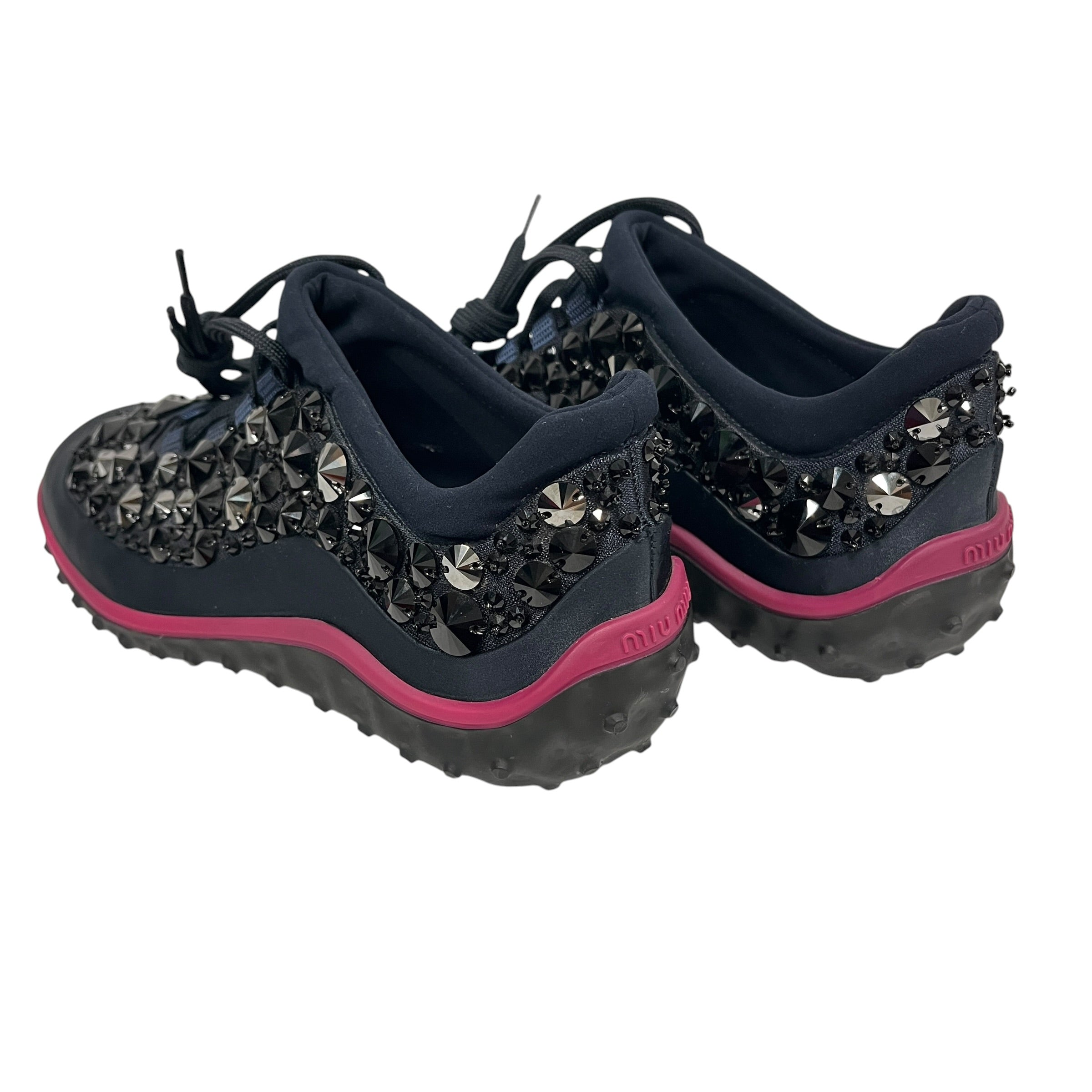 MIU MIU/Low-Sneakers/US 5/Nylon/NVY/Astro Crystal Embellished view 2