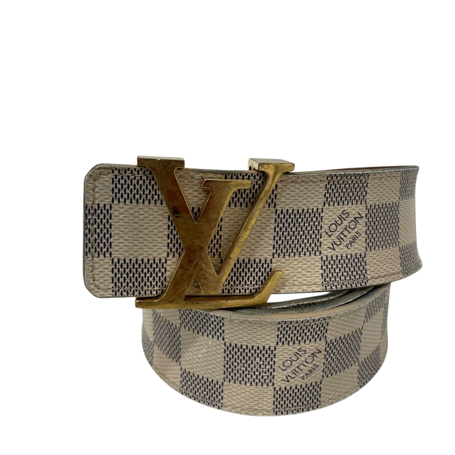 LOUIS VUITTON/Belt/All Over Print/Leather/CRM/M's/damier azur m9609 view 1