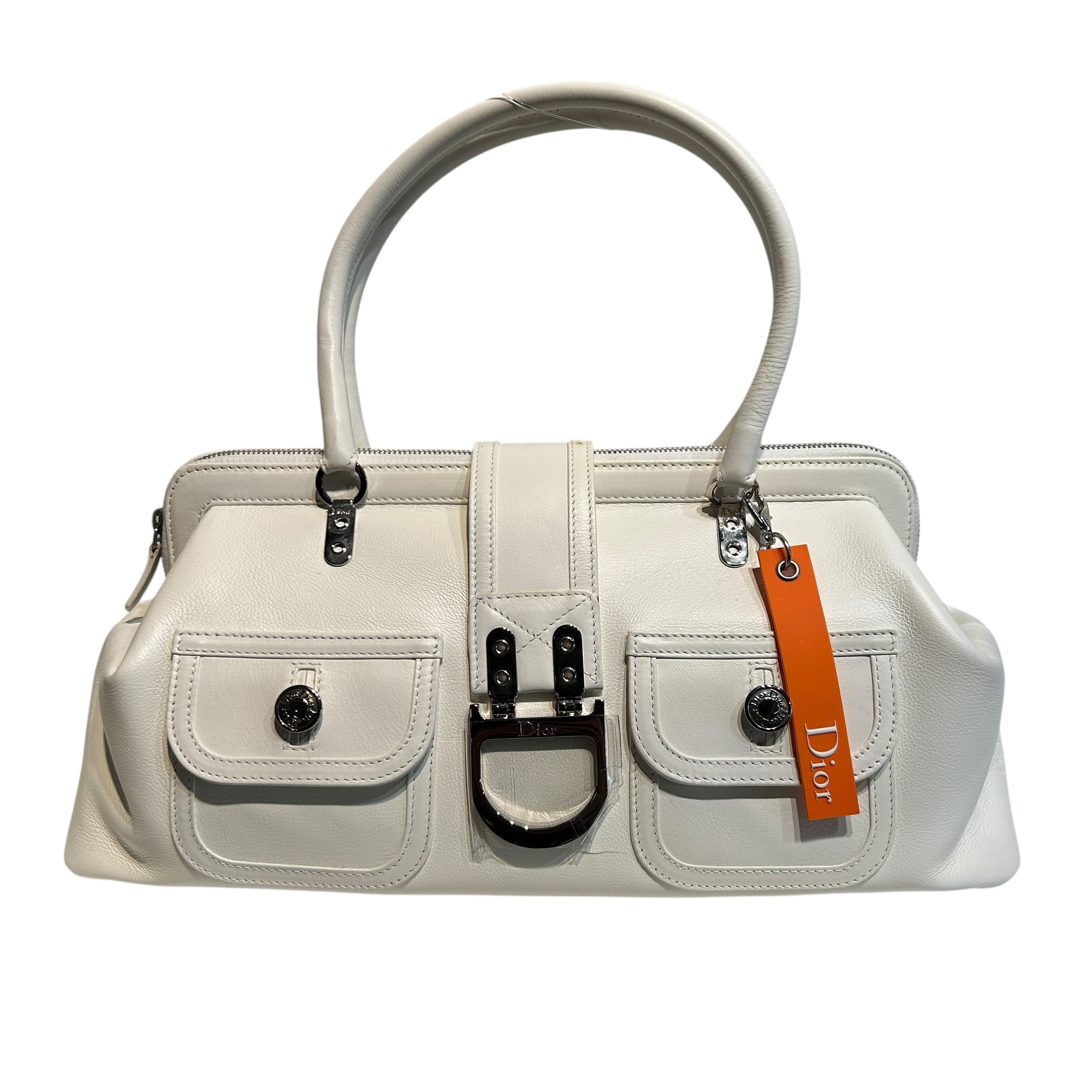 Christian Dior/Hand Bag/Leather/WHT/Flight Handbag view 1