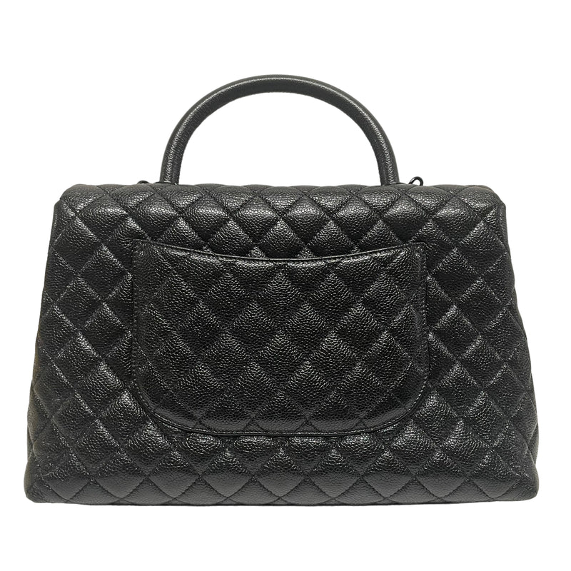 CHANEL/Hand Bag/Leather/BLK/quilted blck logo black chaiin