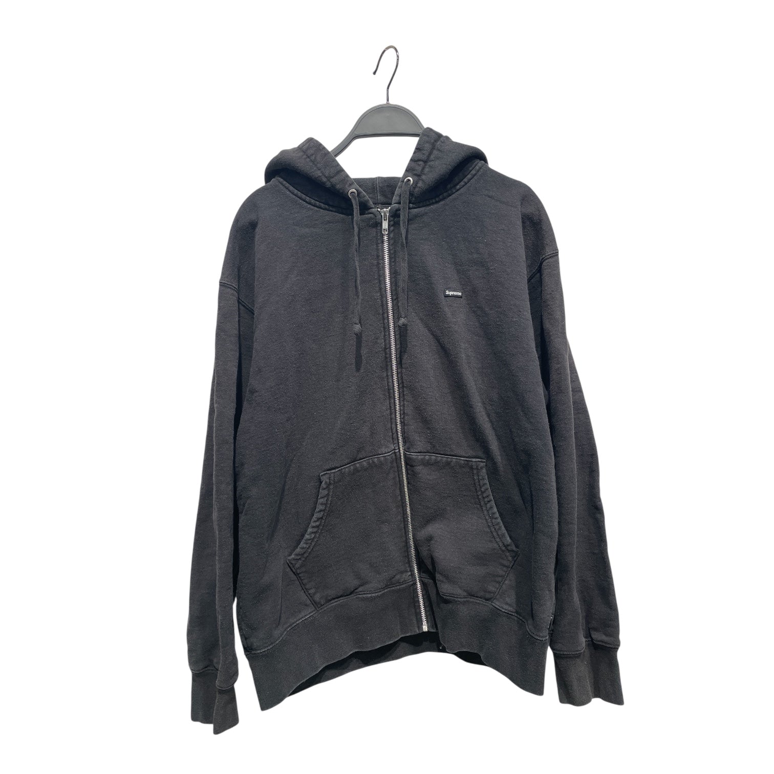 Supreme/Zip Up Hoodie/M/Cotton/BLK/Black Logo Zip Up view 1