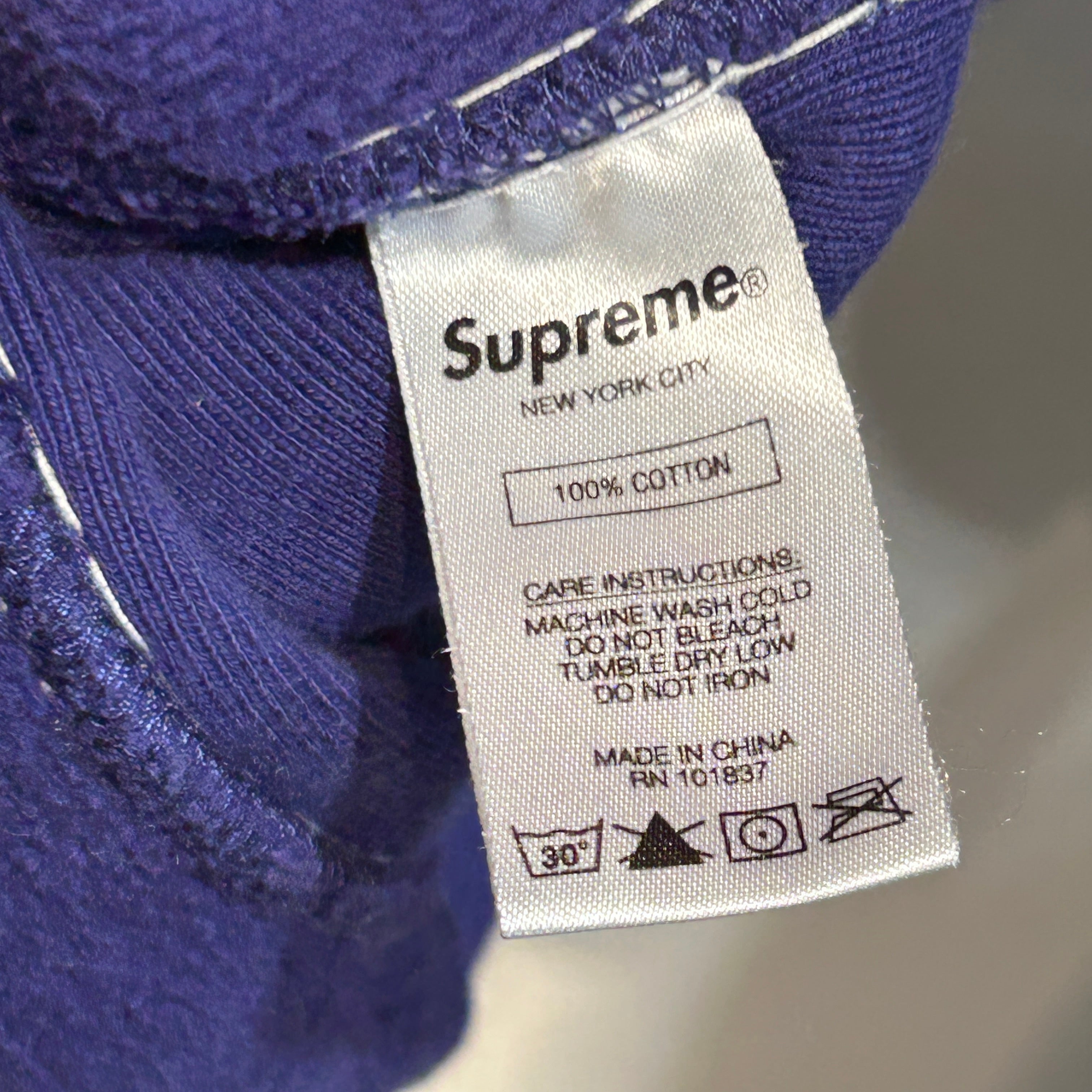 Supreme/Hoodie/M/Cotton/NVY/contrast stitch view 3