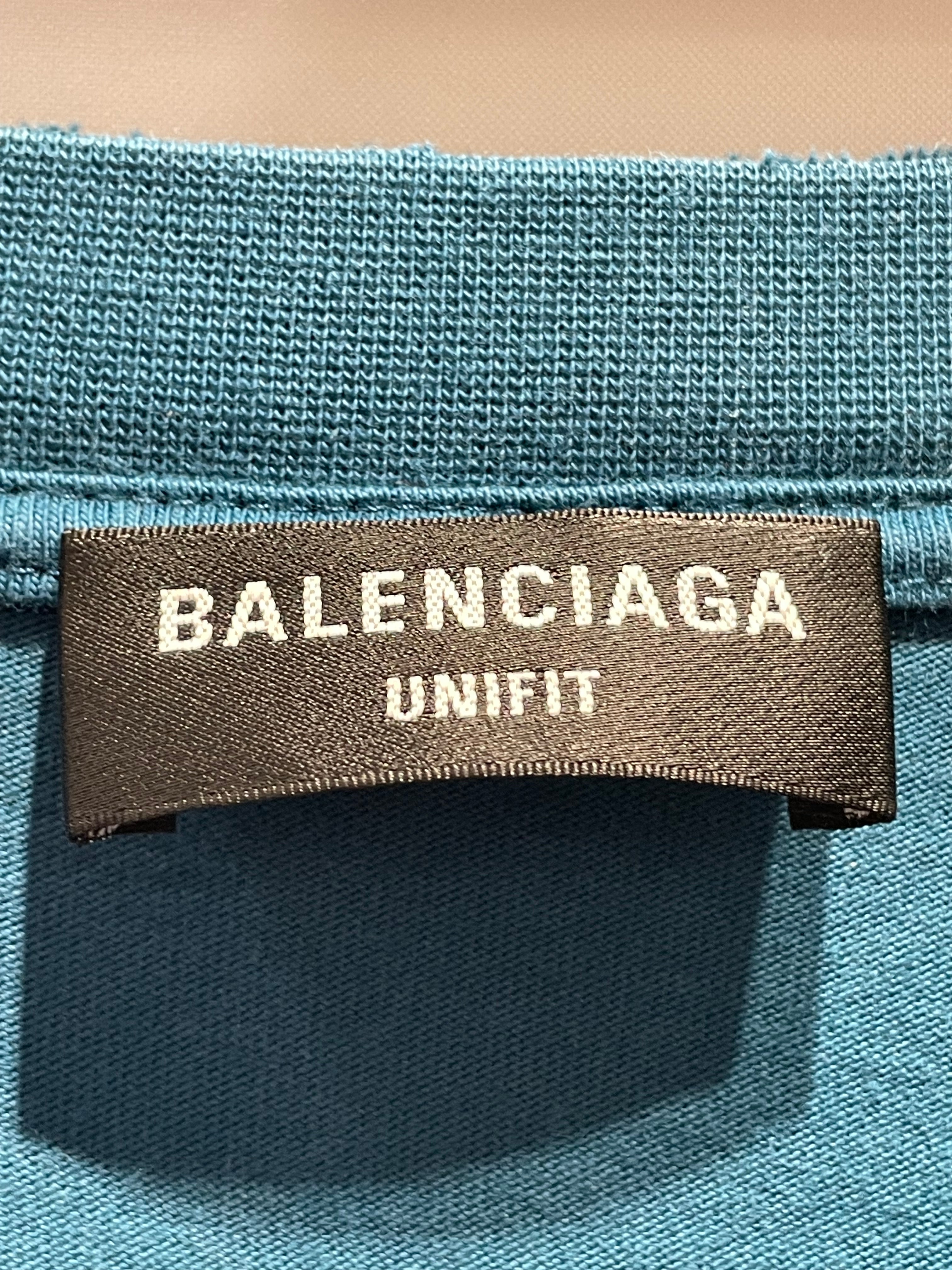 BALENCIAGA/LS T-Shirt/2/Cotton/BLU/Graphic/distressed paris france view 3