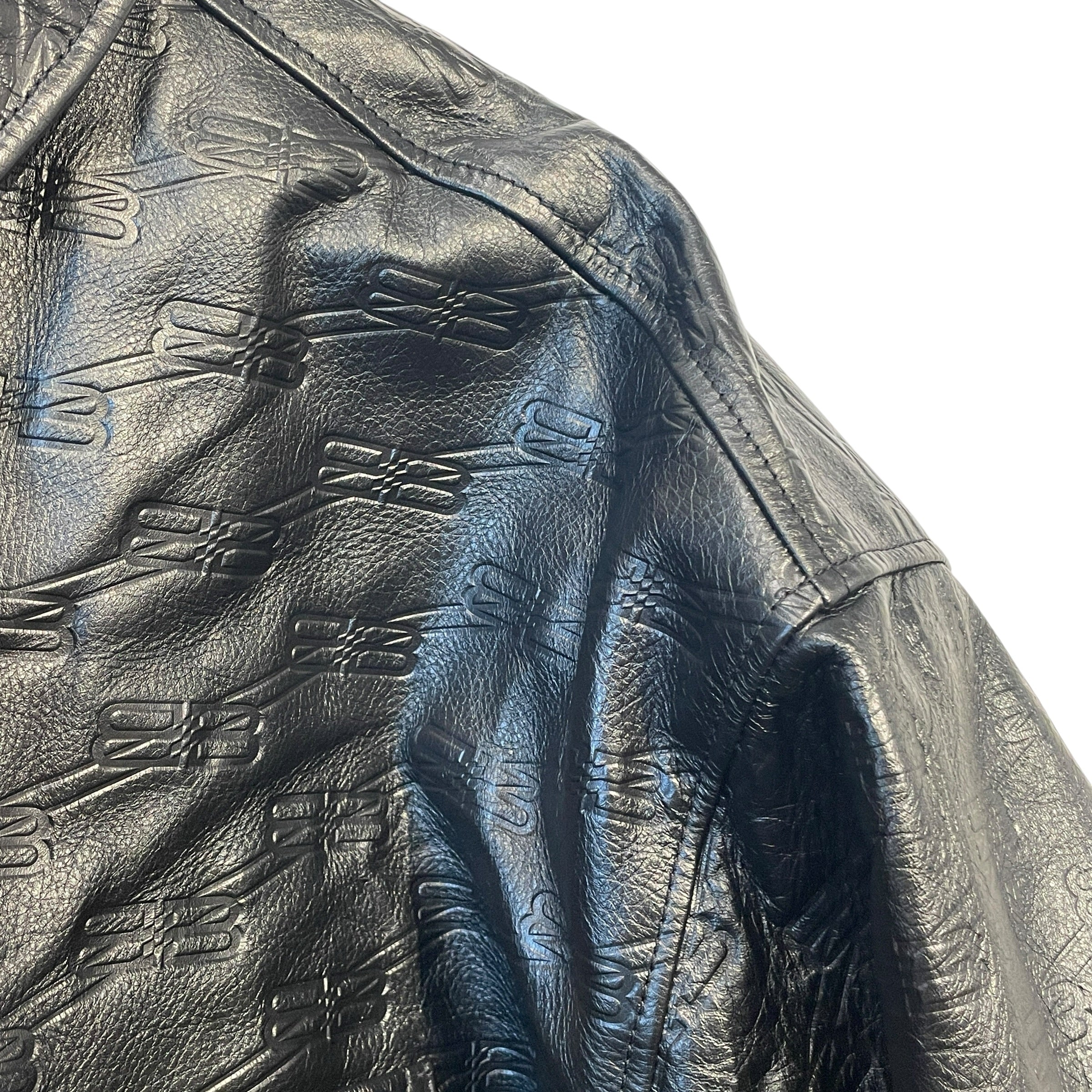 BALENCIAGA/Leather Jkt/50/Leather/BLK/All Over Print/BB MONOGRAM LEATHER JACKET view 4