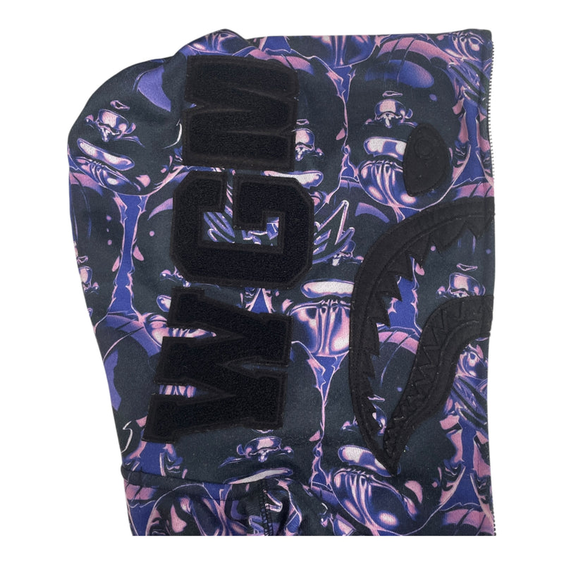 A BATHING APE/Zip Up Hoodie/S/All Over Print/Cotton/PPL/grafitti shark full zip