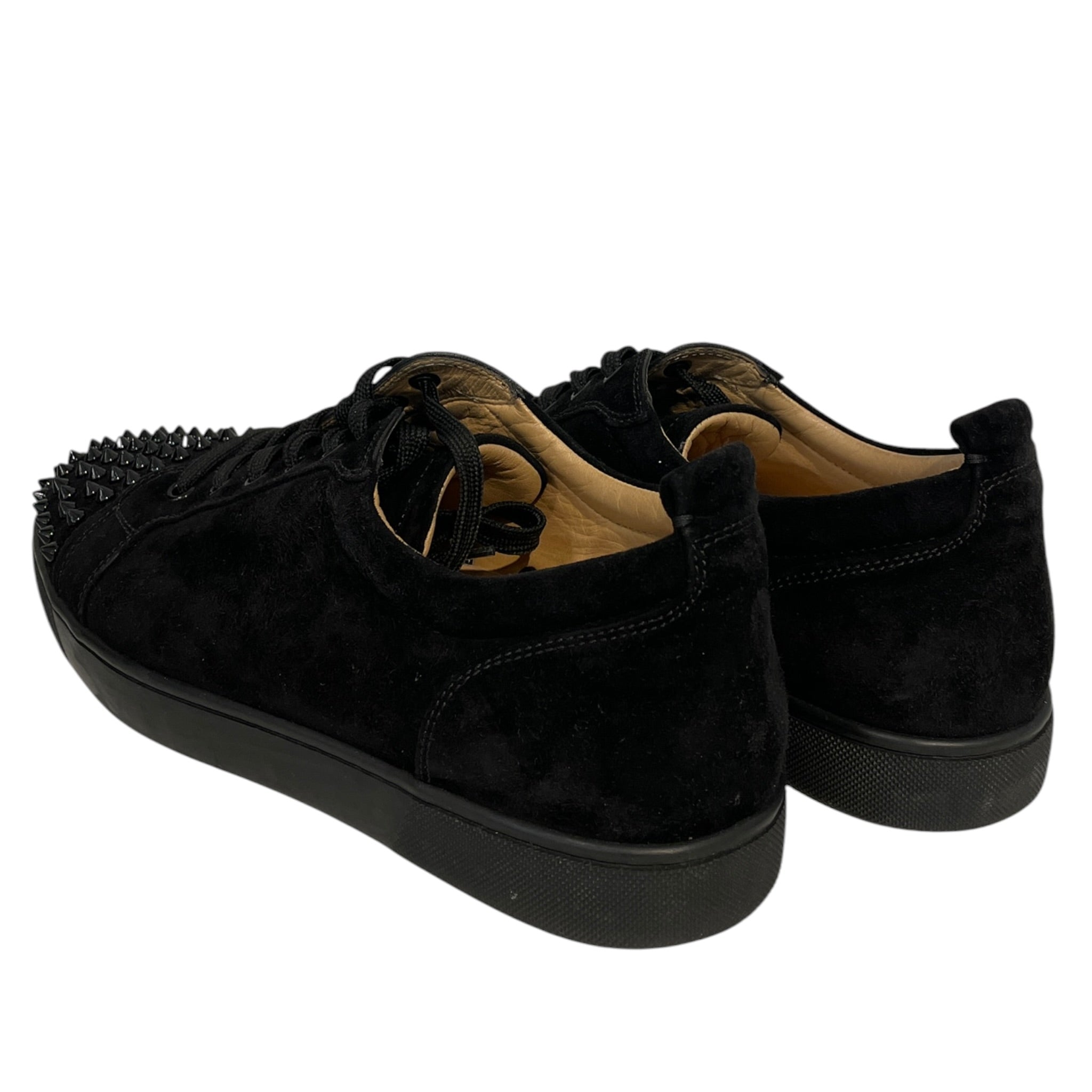 Christian Louboutin/Low-Sneakers/US 11/Suede/BLK/BLACK ON BLACK/SPIKES/RED BTTM view 2