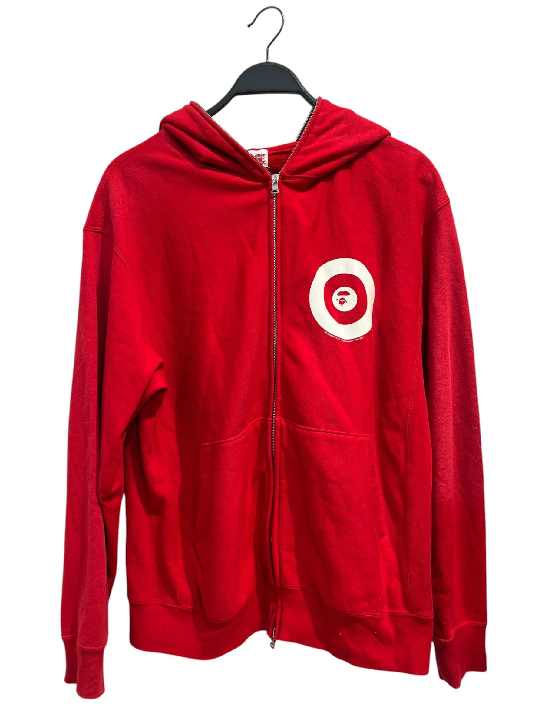A BATHING APE/Zip Up Hoodie/L/Cotton/RED/BULLSEYE FRONT MILTILOGO BACK view 1