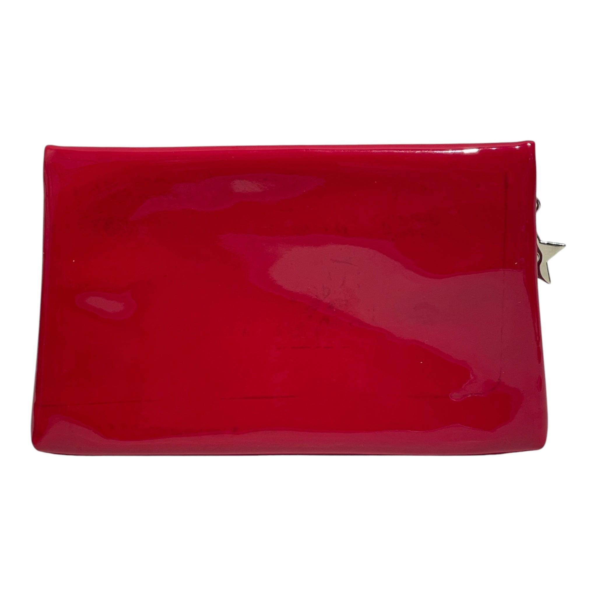 Christian Dior/Long Wallet/Polyester/RED/stones on front view 2