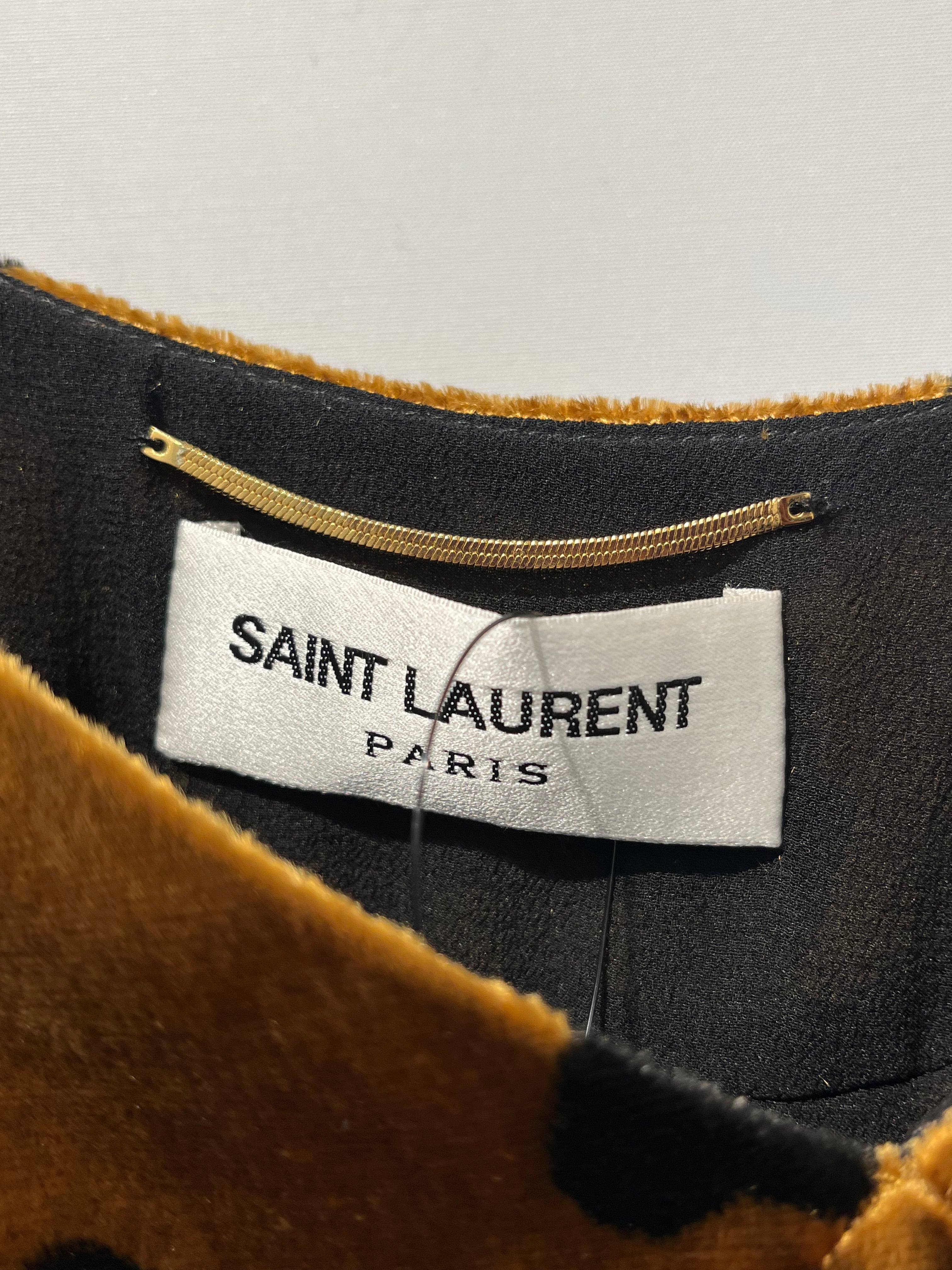 YVES SAINT LAURENT/Camisole Dress/36/All Over Print/Velour/GLD/Mini Length/BLK HEART PRINT view 4