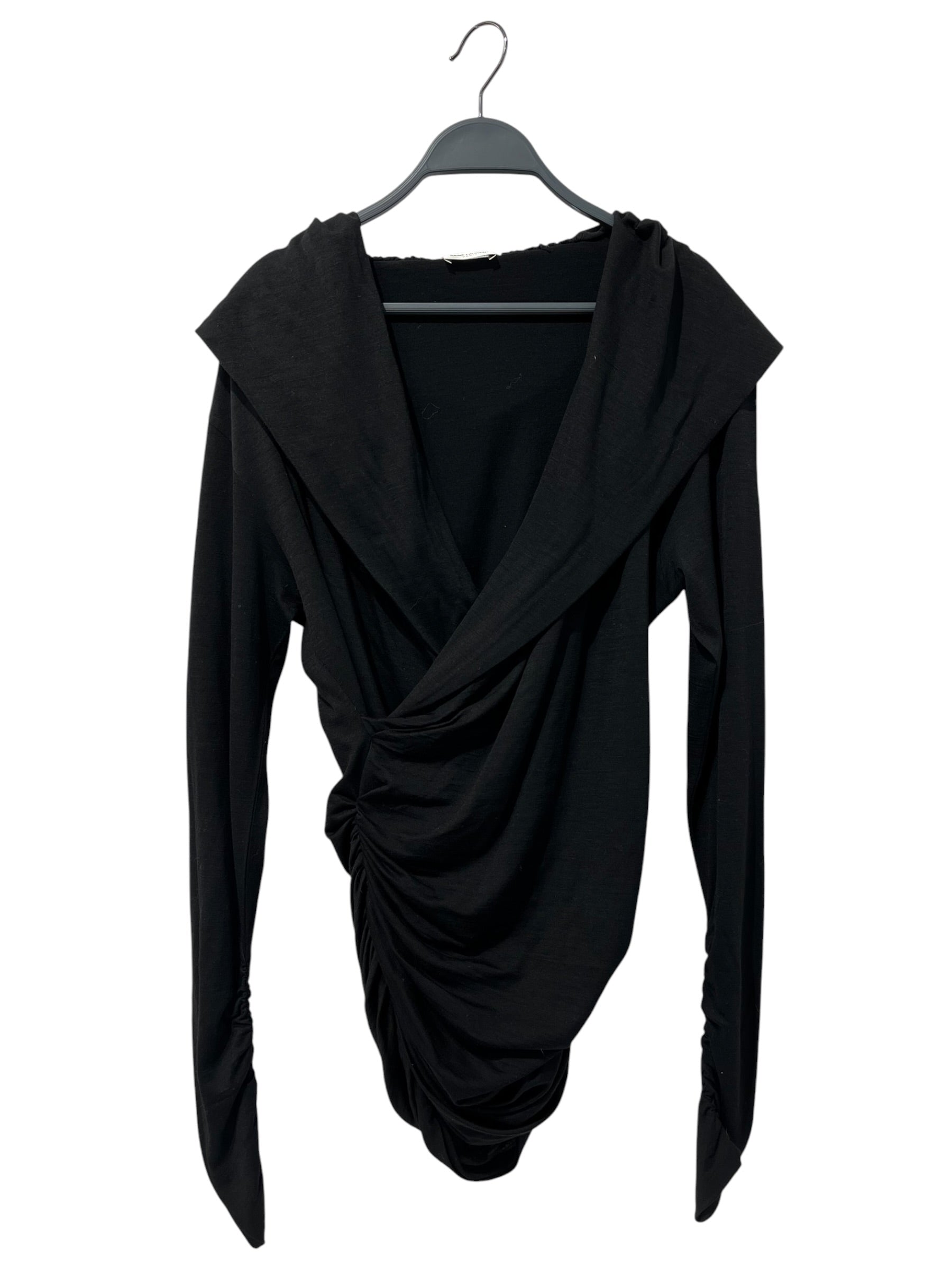SAINT LAURENT/LS Blouse/L/Cotton/BLK/2023 SLP HOOD TOP view 1