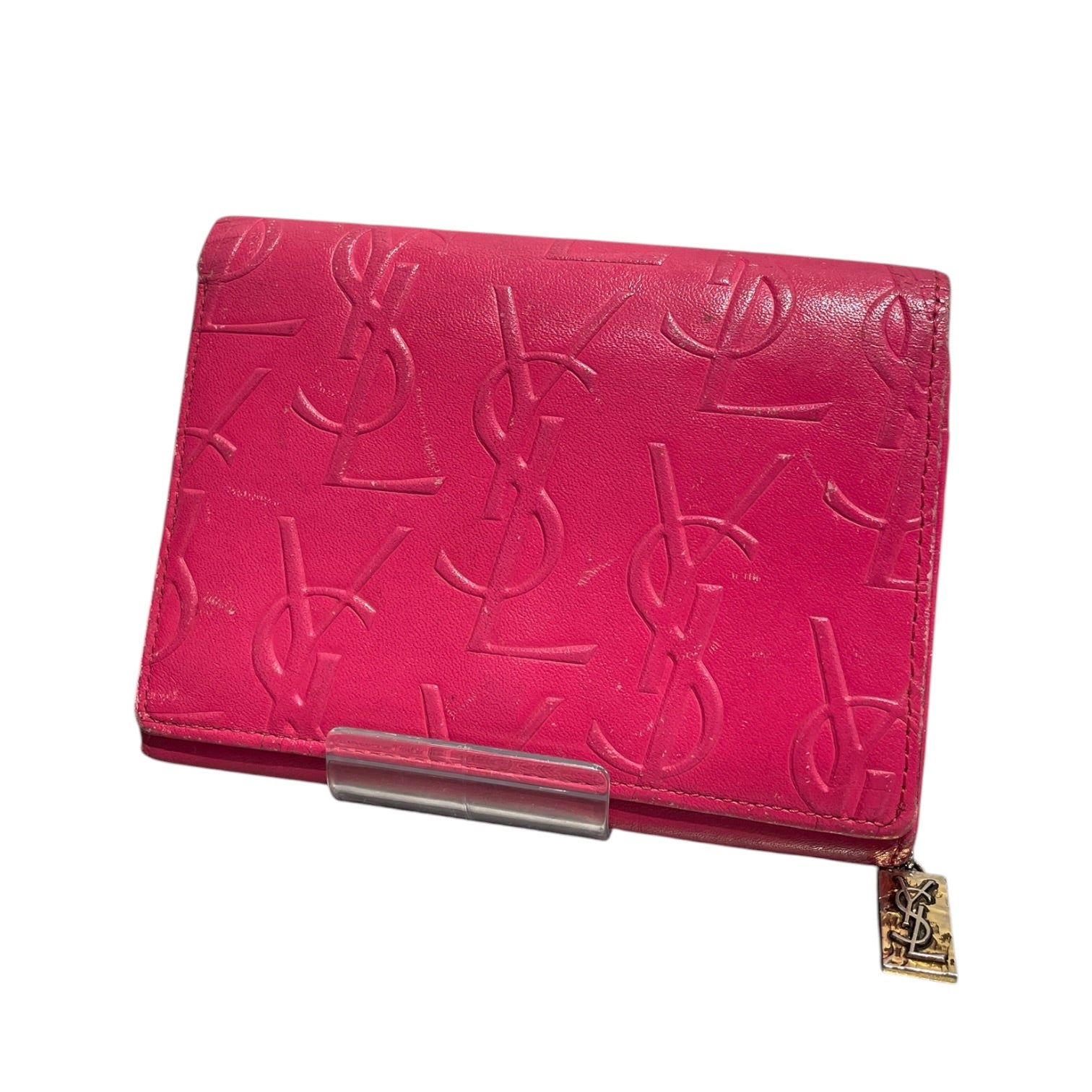 YVES SAINT LAURENT/Bifold Wallet/Monogram/Leather/PNK/L's/YSL embossed monogram view 2