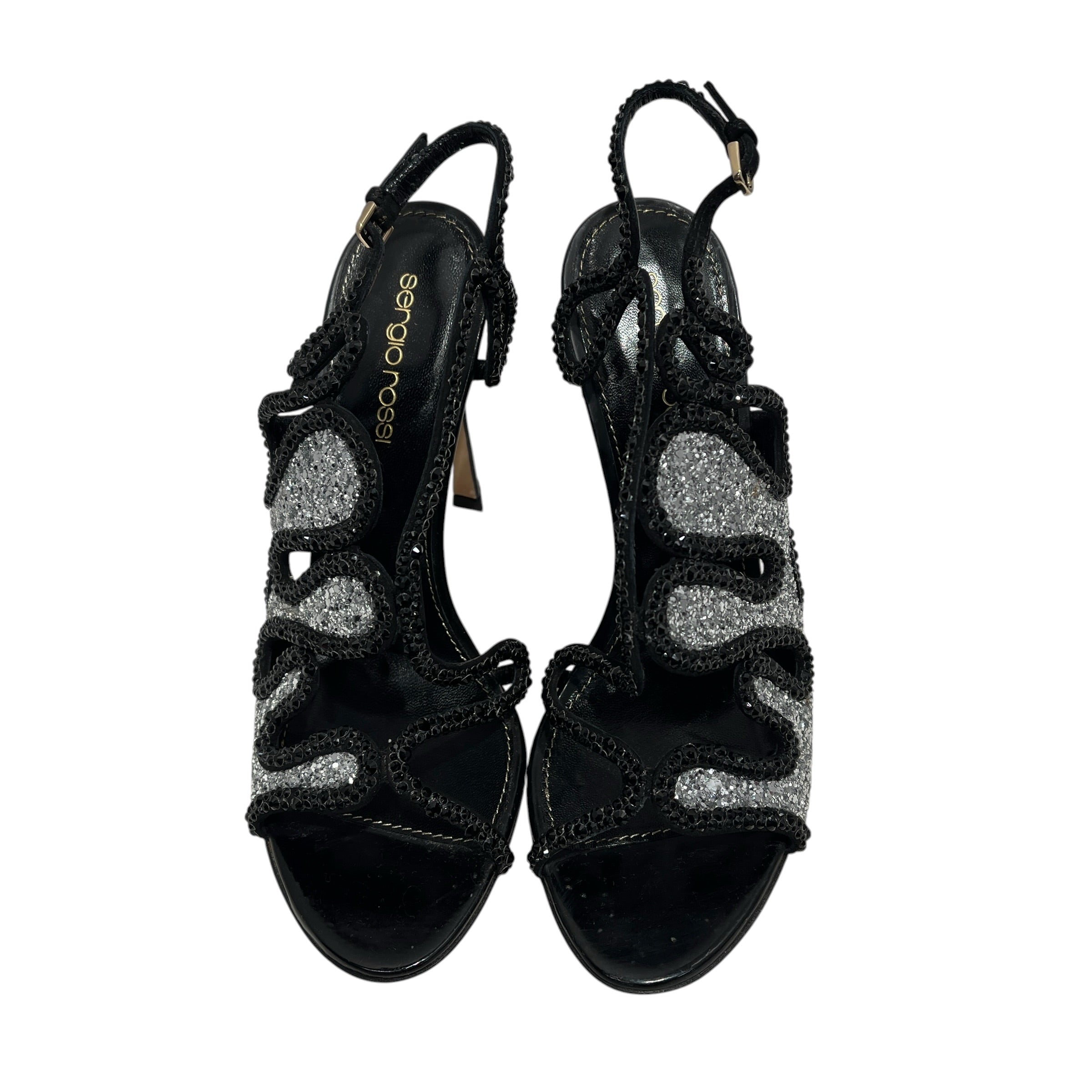 sergio rossi/Heels/EU 37/Graphic/Leather/BLK/GLITTER PATTERNED HEEL view 7