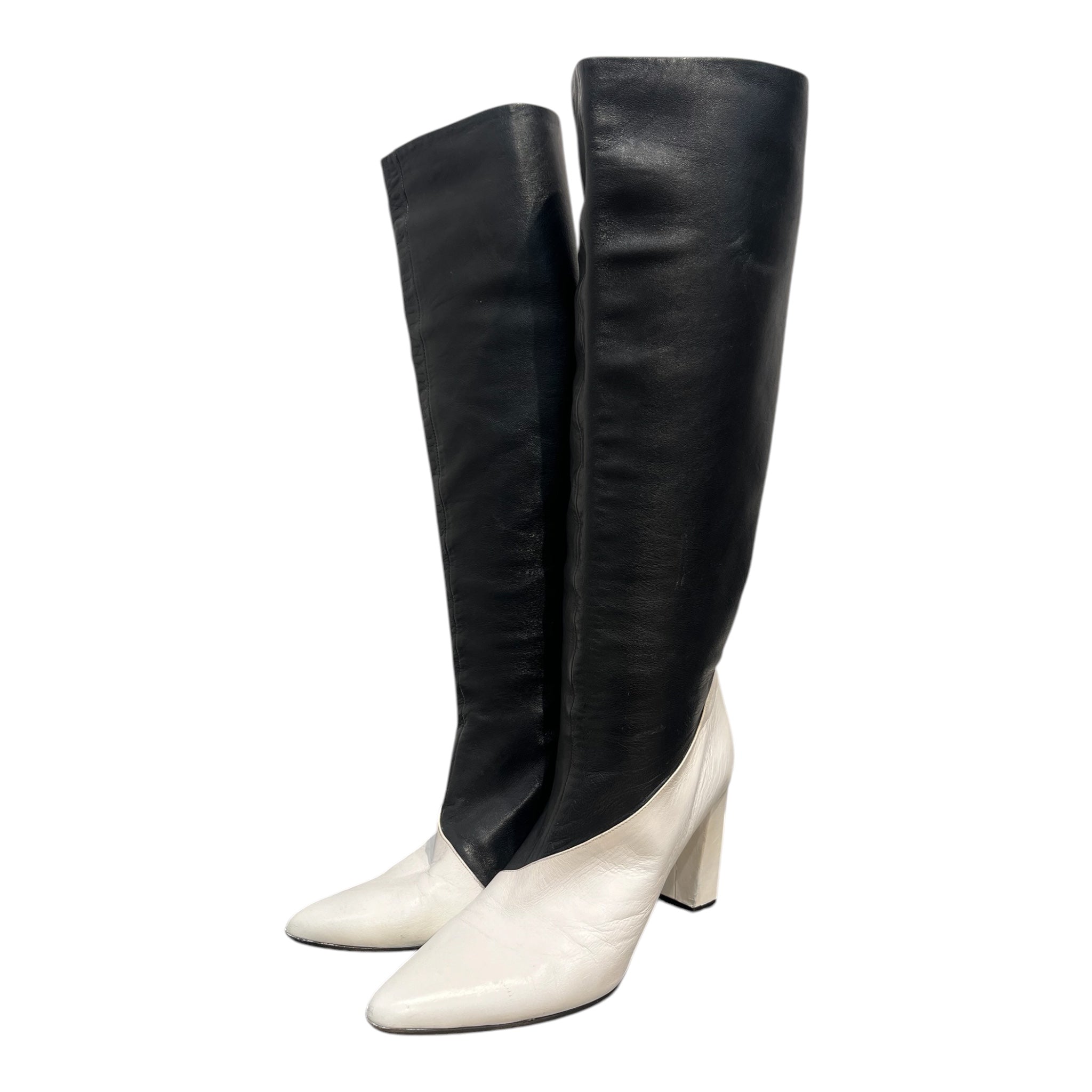 BALLY/Long Boots/US 8.5/Leather/BLK/BLACK UPPER-WHITE BODY view 3