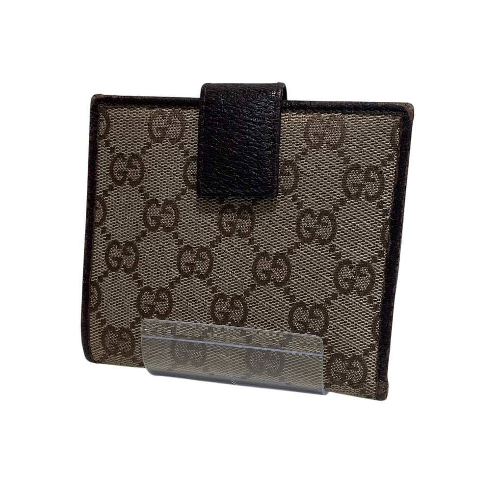 GUCCI/Bifold Wallet/Monogram/Cotton/BEG/SILVER HRDWR BROWN CONTRAST view 2