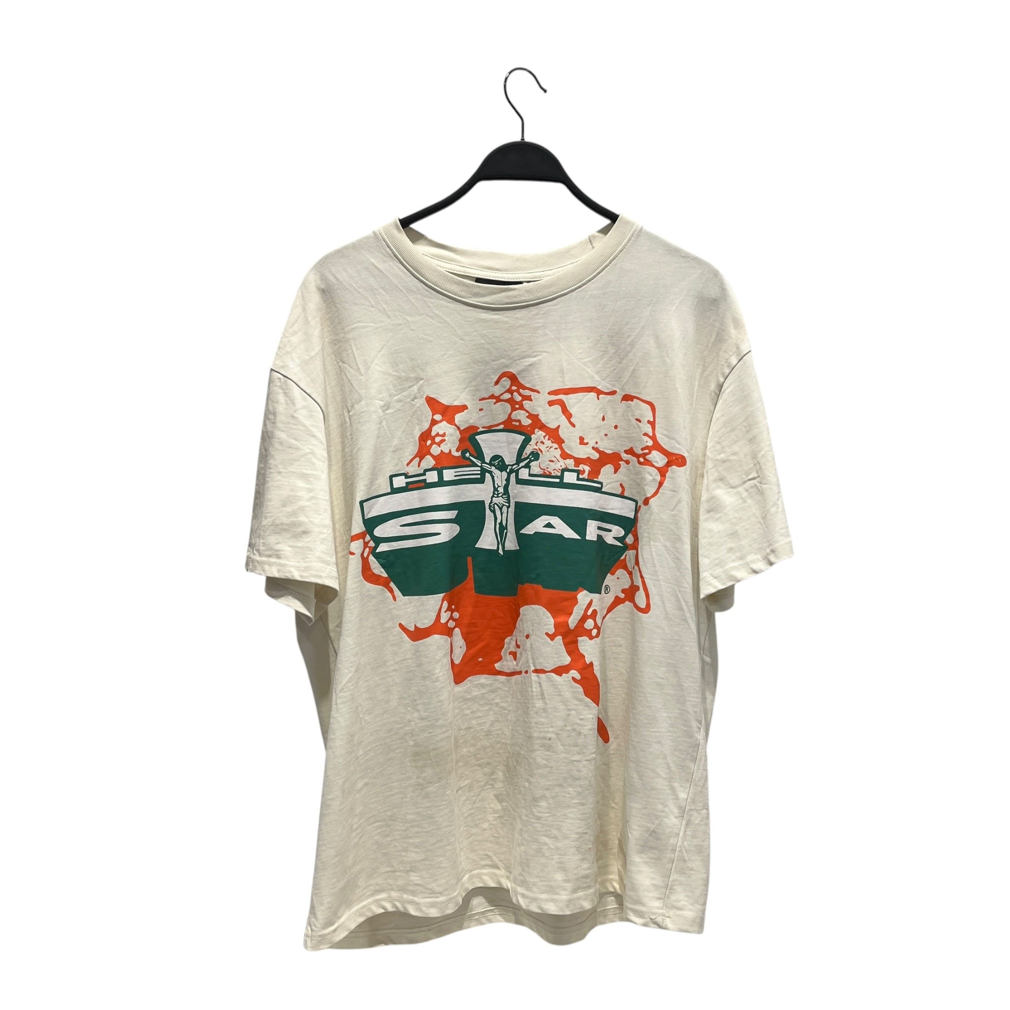 HELLSTAR/T-Shirt/L/Cotton/CRM/Graphic/GRN/ORN/JESUS GRAPHIC view 1