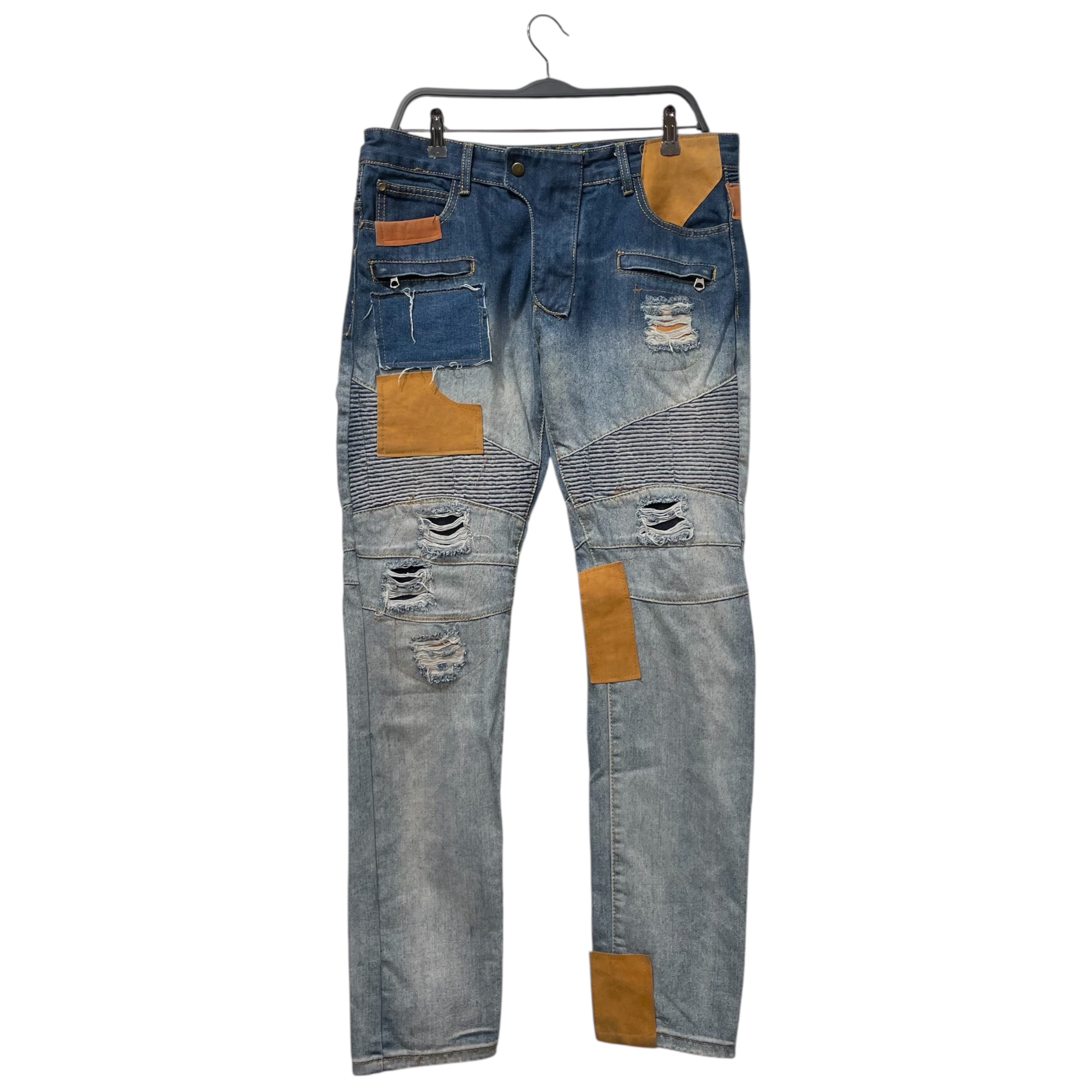 BALMAIN/Skinny Pants/36/Denim/BLU/BROWN PATCHES view 1