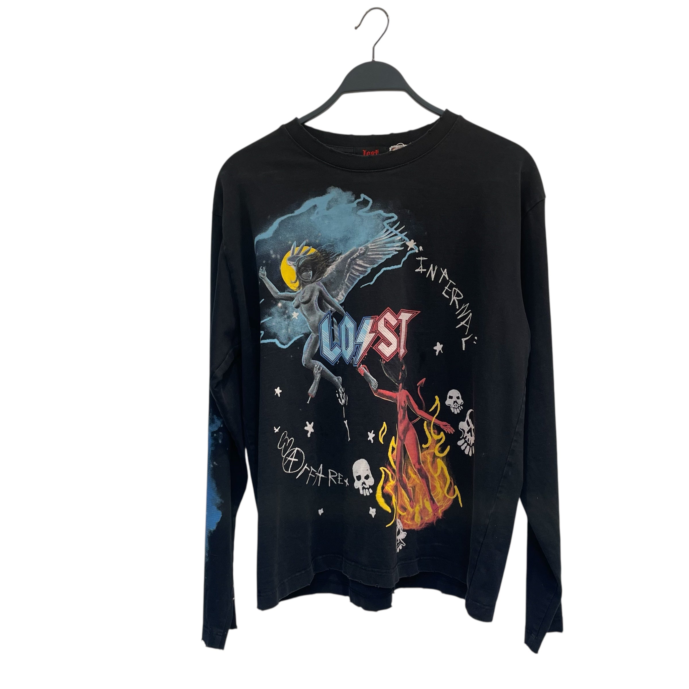 LOST INTRICACY/LS T-Shirt/L/Cotton/BLK/lost intricacy devil/angel view 1