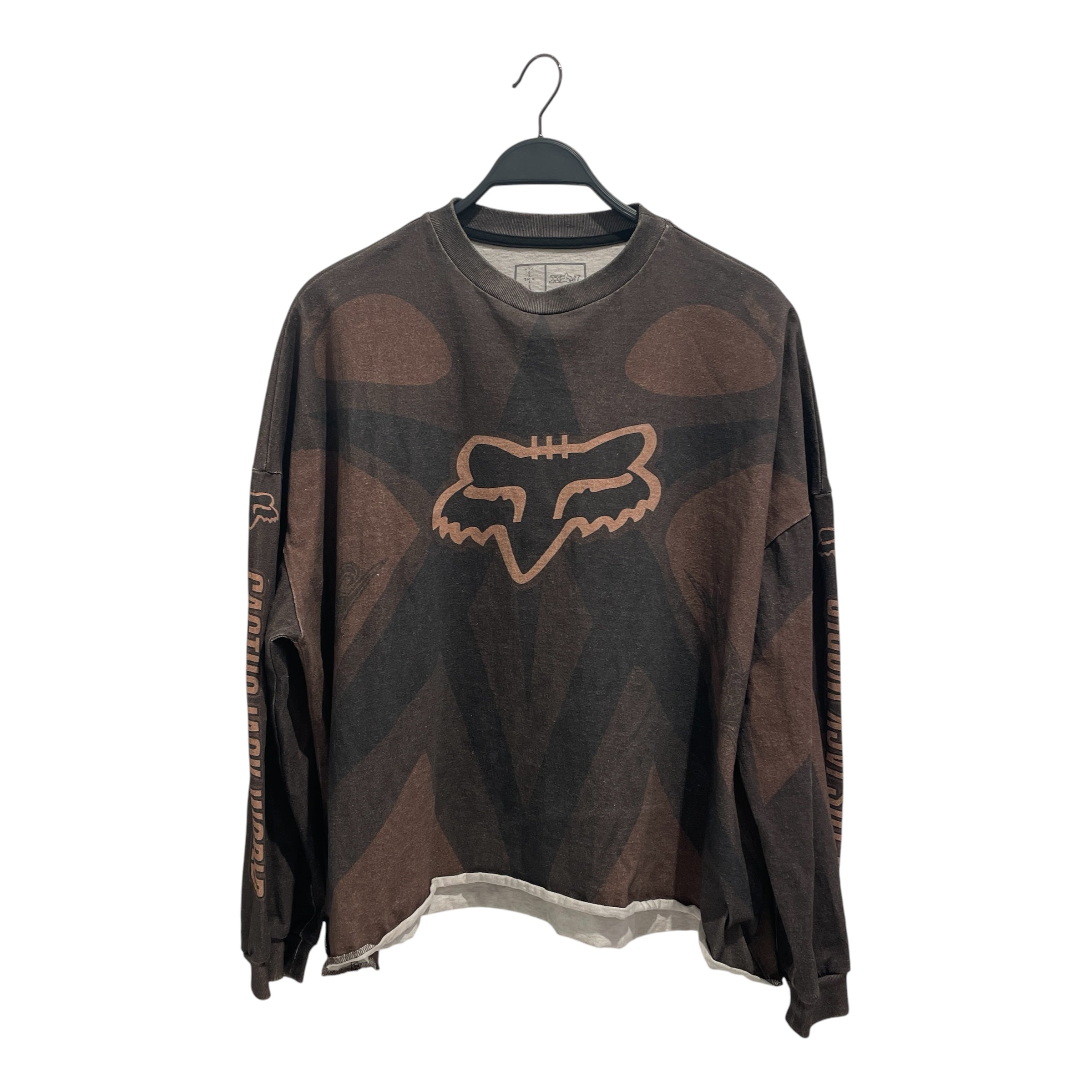 TRAVIS SCOTT/Fox Racing/Cut & Sew/L/Cotton/BRW/All Over Print/Long Sleeve Racing Cutoff view 1