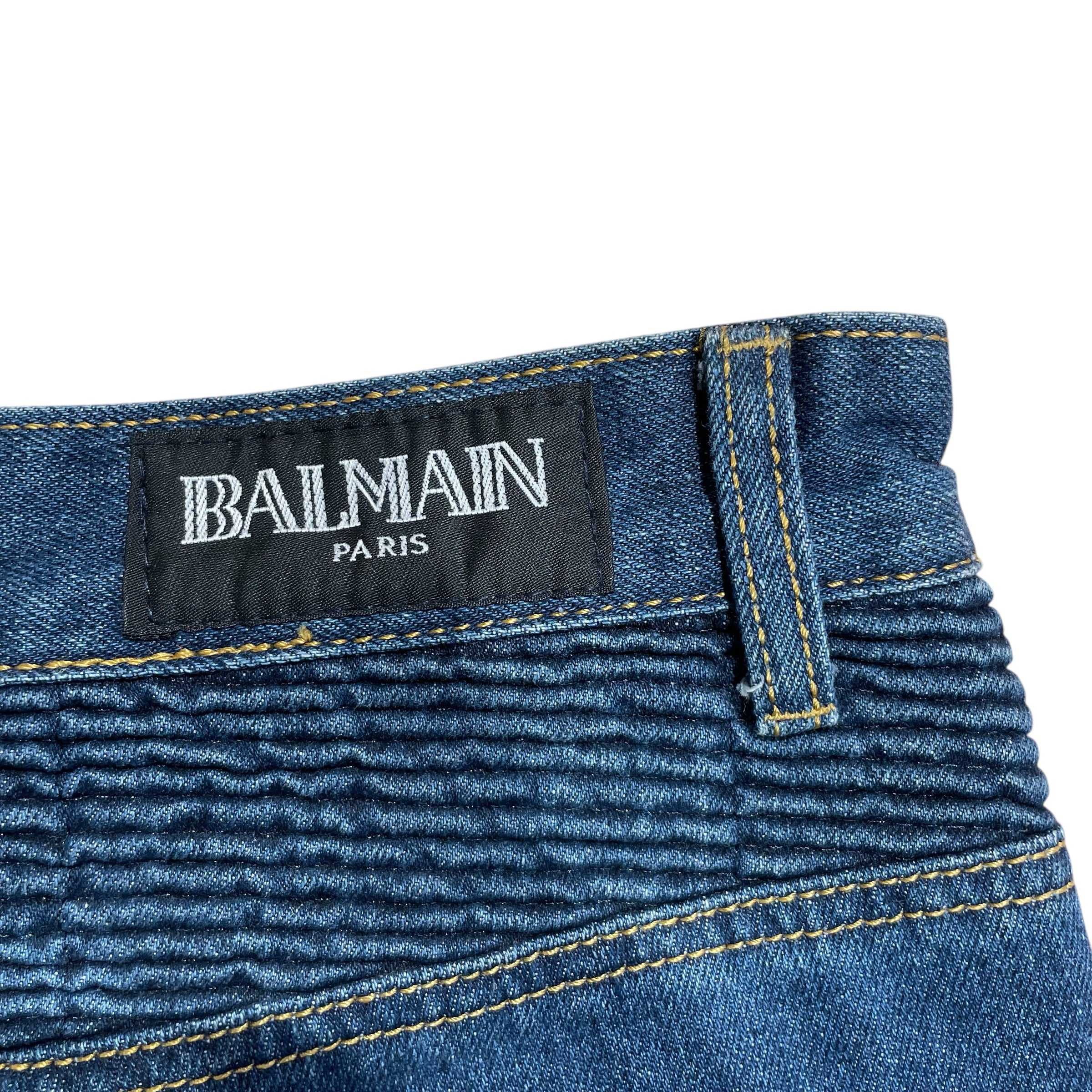 BALMAIN/Skinny Pants/36/Denim/BLU/BROWN PATCHES view 3