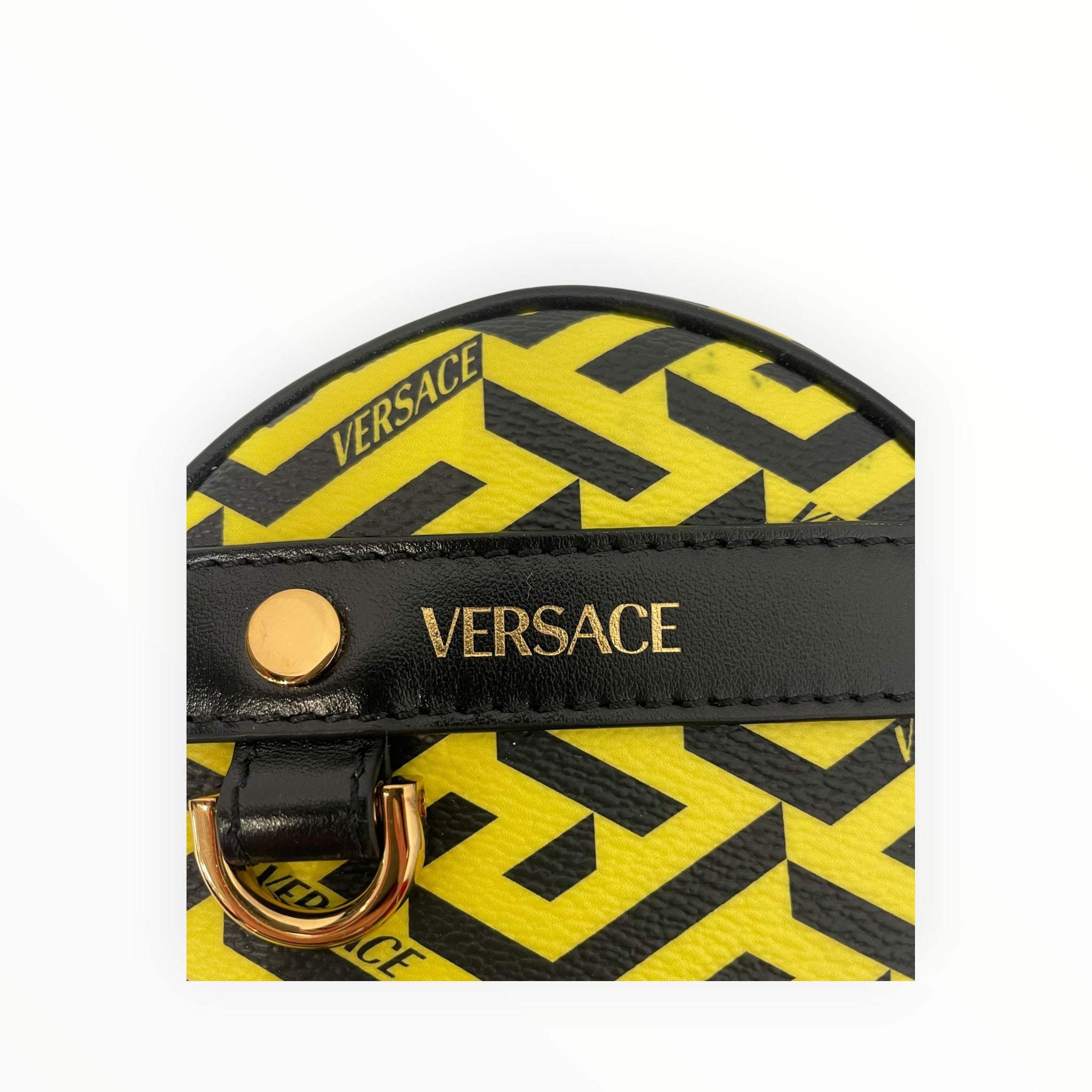 VERSACE/Pouch/All Over Print/Leather/YEL/la greca signature round pouch view 5