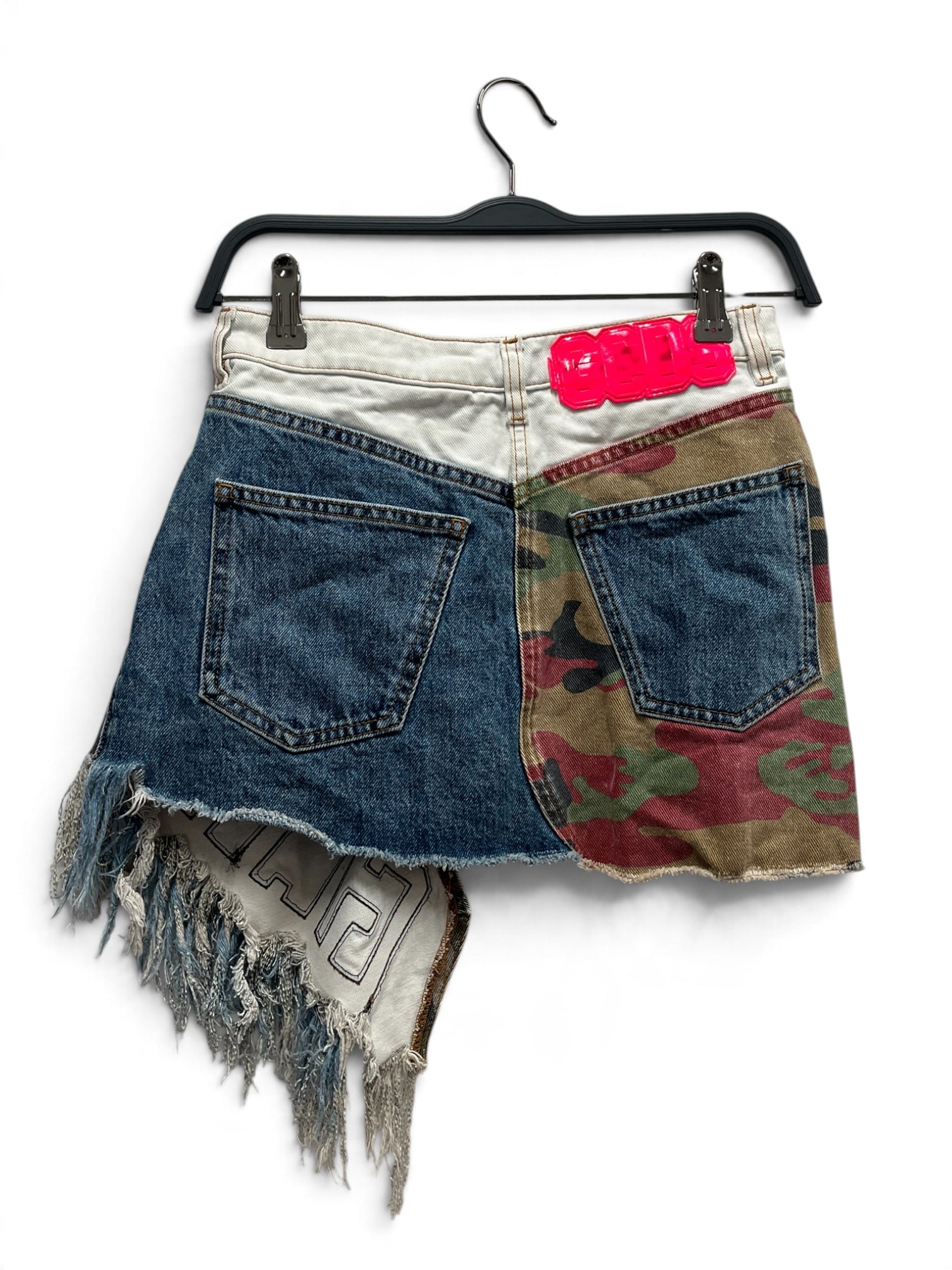 GCDS/Skirt/26/Camouflage/Denim/MLT/Asymmetrical skirt view 2
