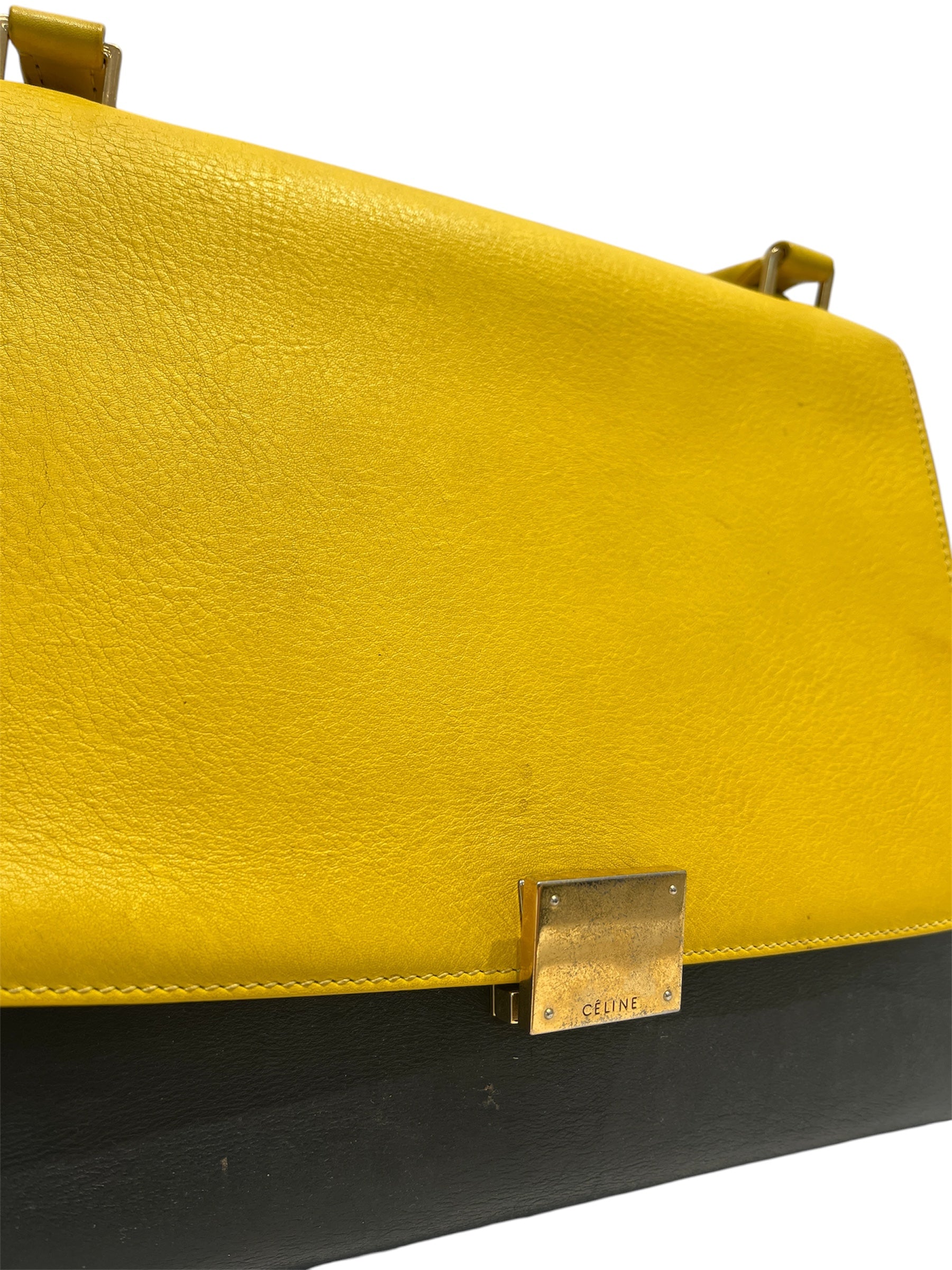 CELINE/Bag/Leather/BLU/TRAPEZE YELLOW BLACK view 6