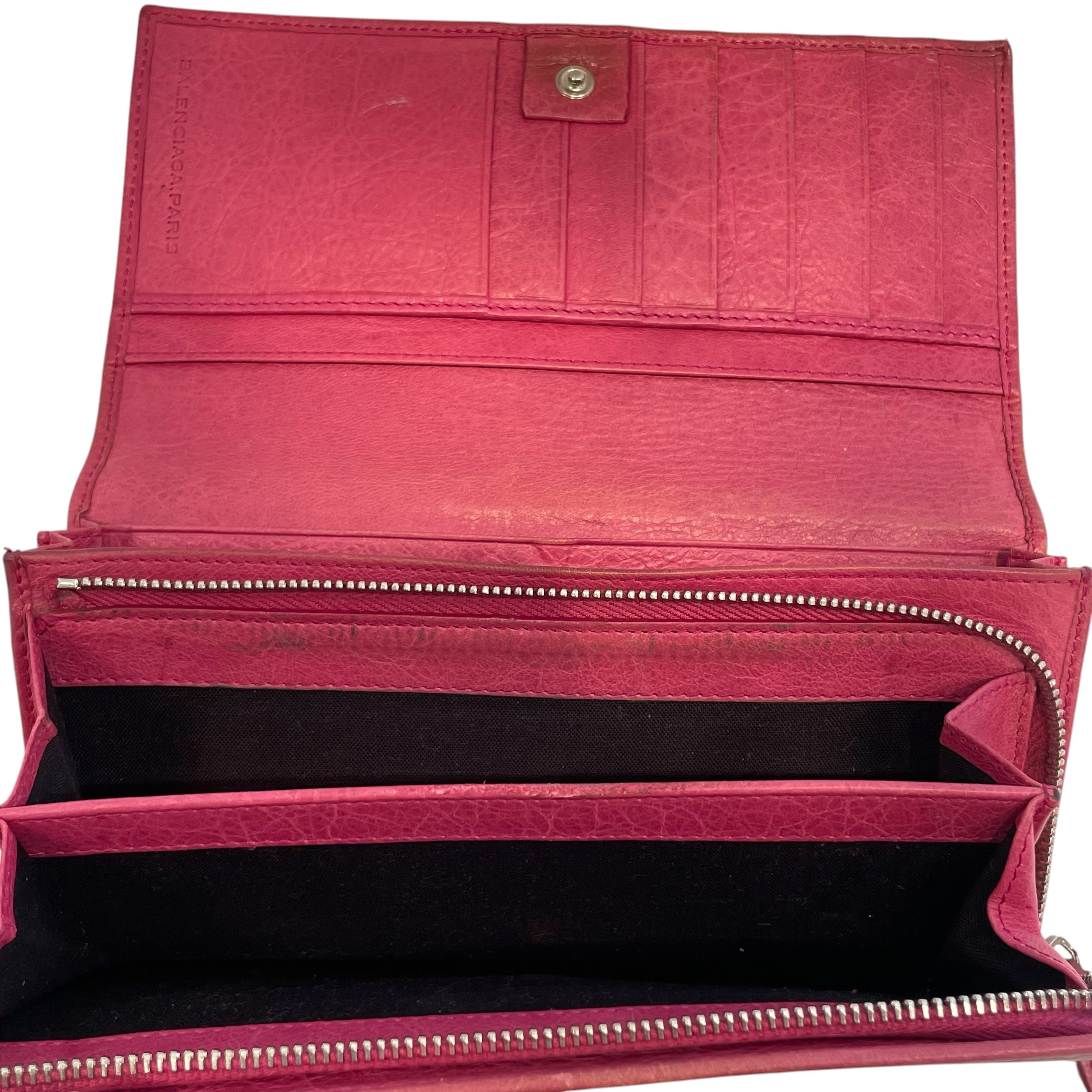 BALENCIAGA/Bifold Wallet/Leather/PNK/L's/lthr wllt gromet in front view 4