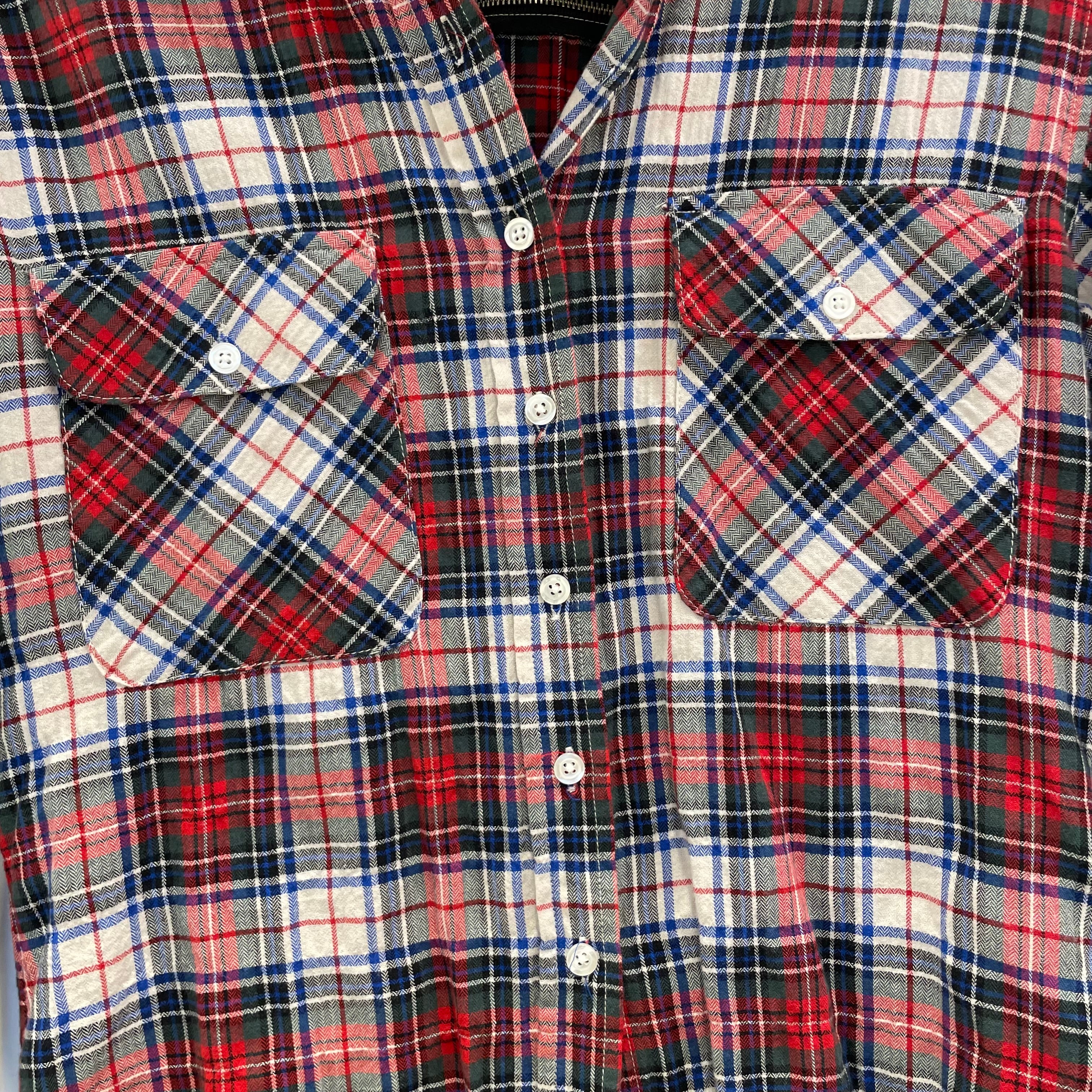R13/Flannel Shirt/XS/Plaid/Cotton/RED/PLAID/BACK ZIPP/CRM/BLU/GRN view 3