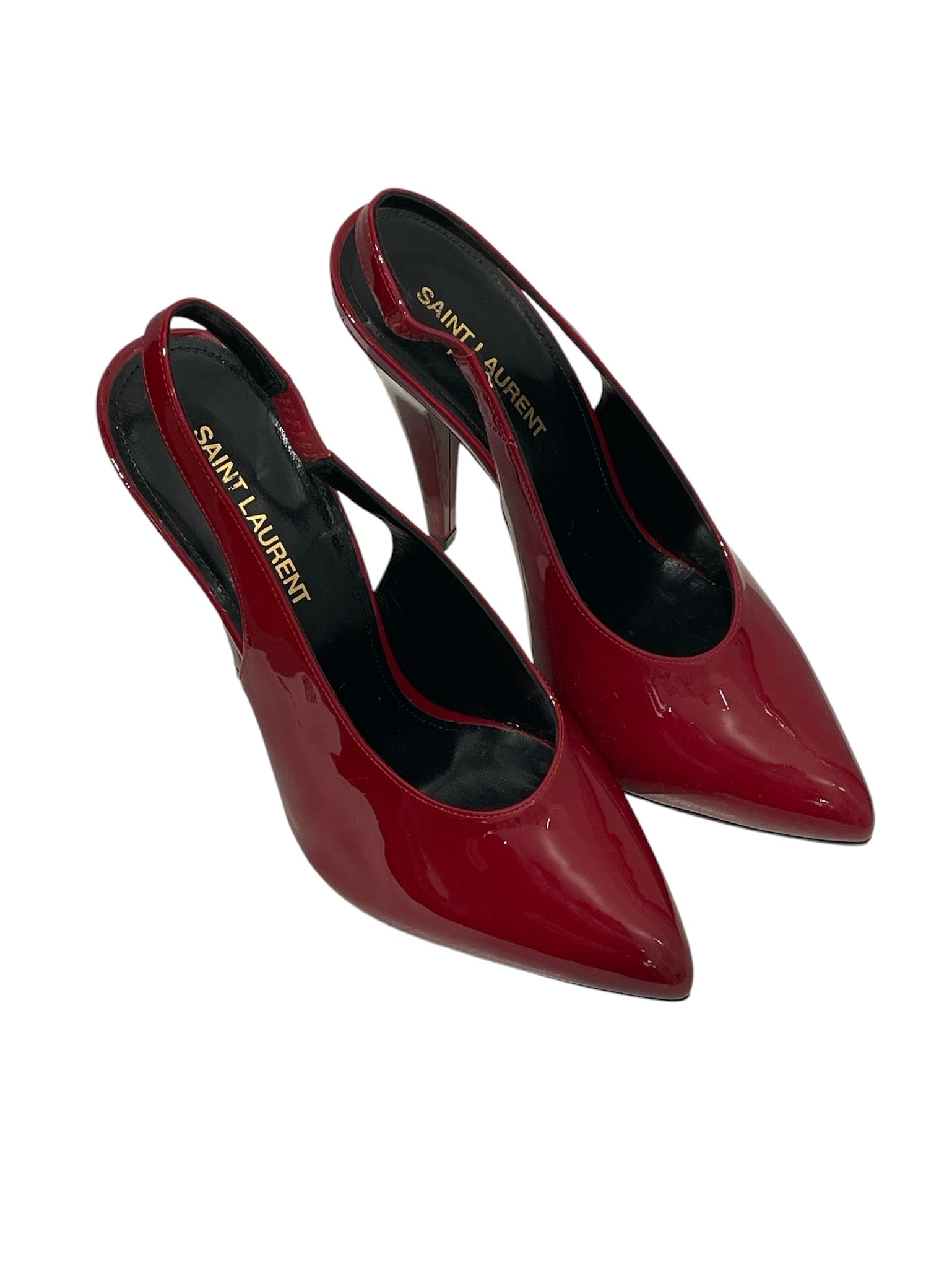 SAINT LAURENT/Heels/EU 38.5/Leather/RED/Patent/SLINGBACK HEEL view 1