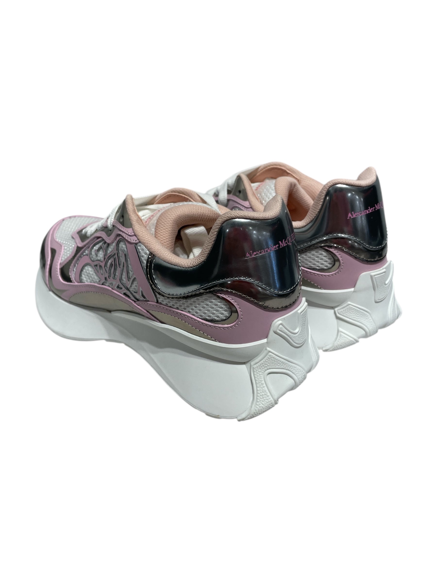 Alexander McQueen/Low-Sneakers/EU 40/PNK/silver mesh trainer view 2