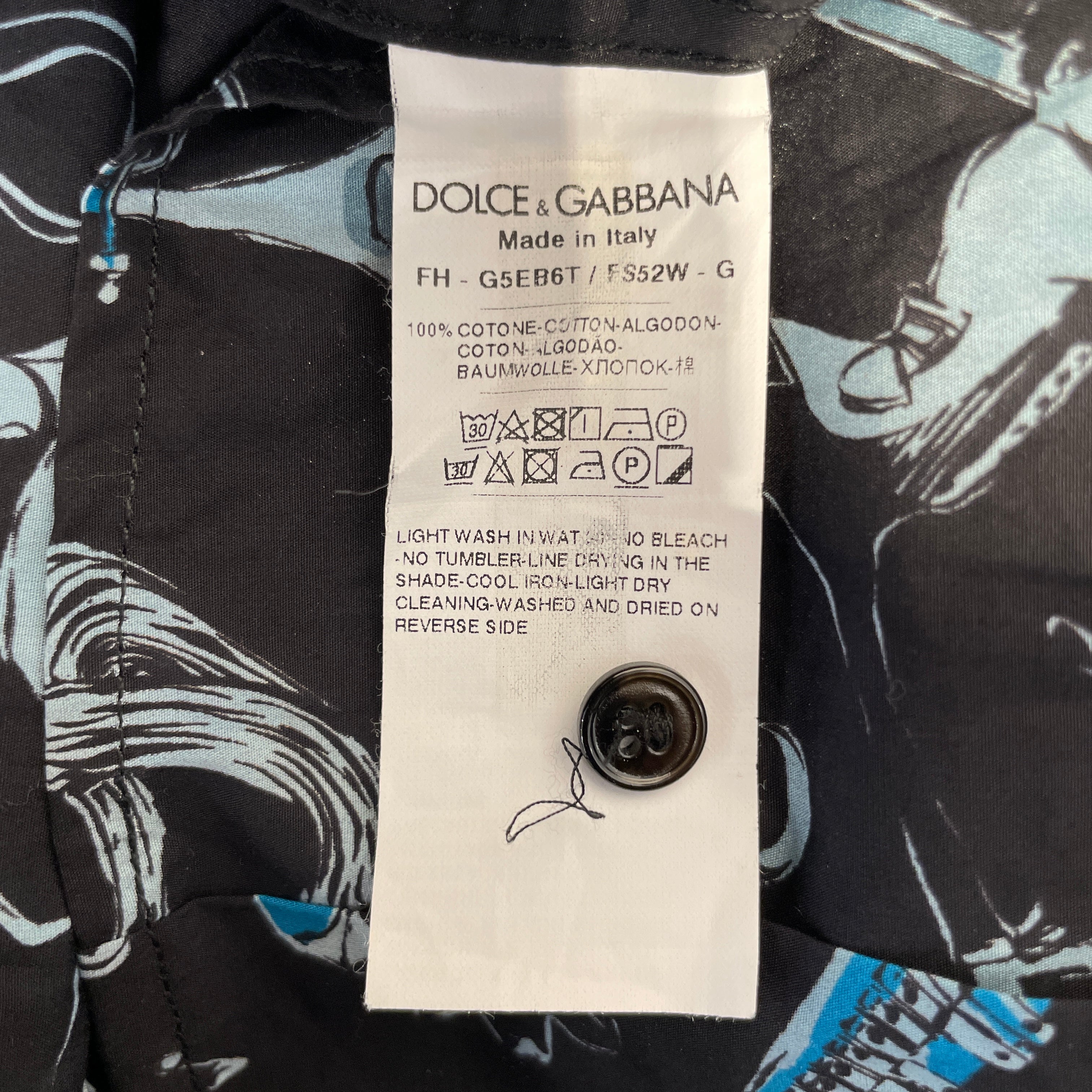 DOLCE&GABBANA/LS Shirt/FREE/Cotton/BLK/All Over Print/jazz view 3