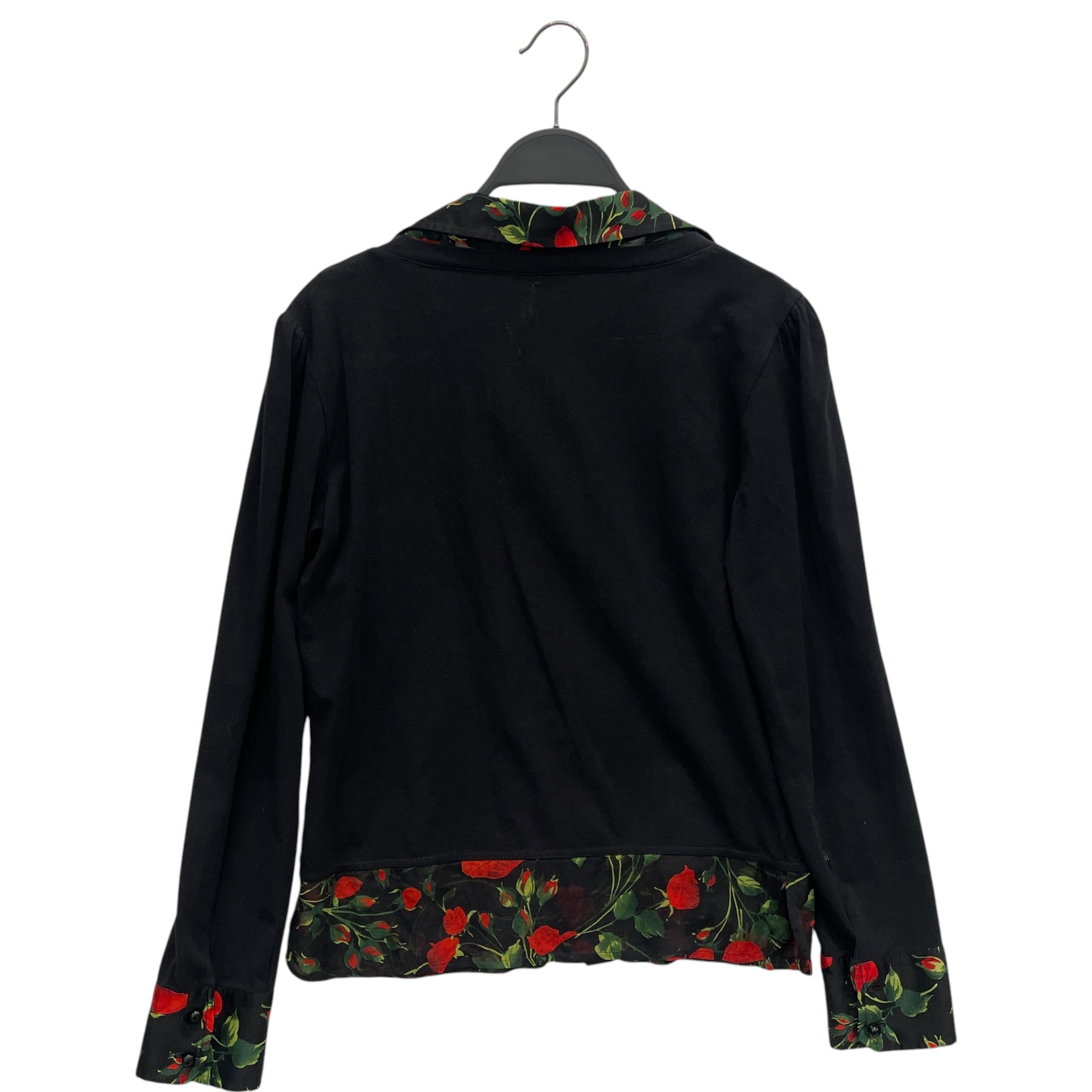 DOLCE&GABBANA/LS Blouse/L/Floral Pattern/Silk/BLK/Red Rose Cardigan Top V2 view 2