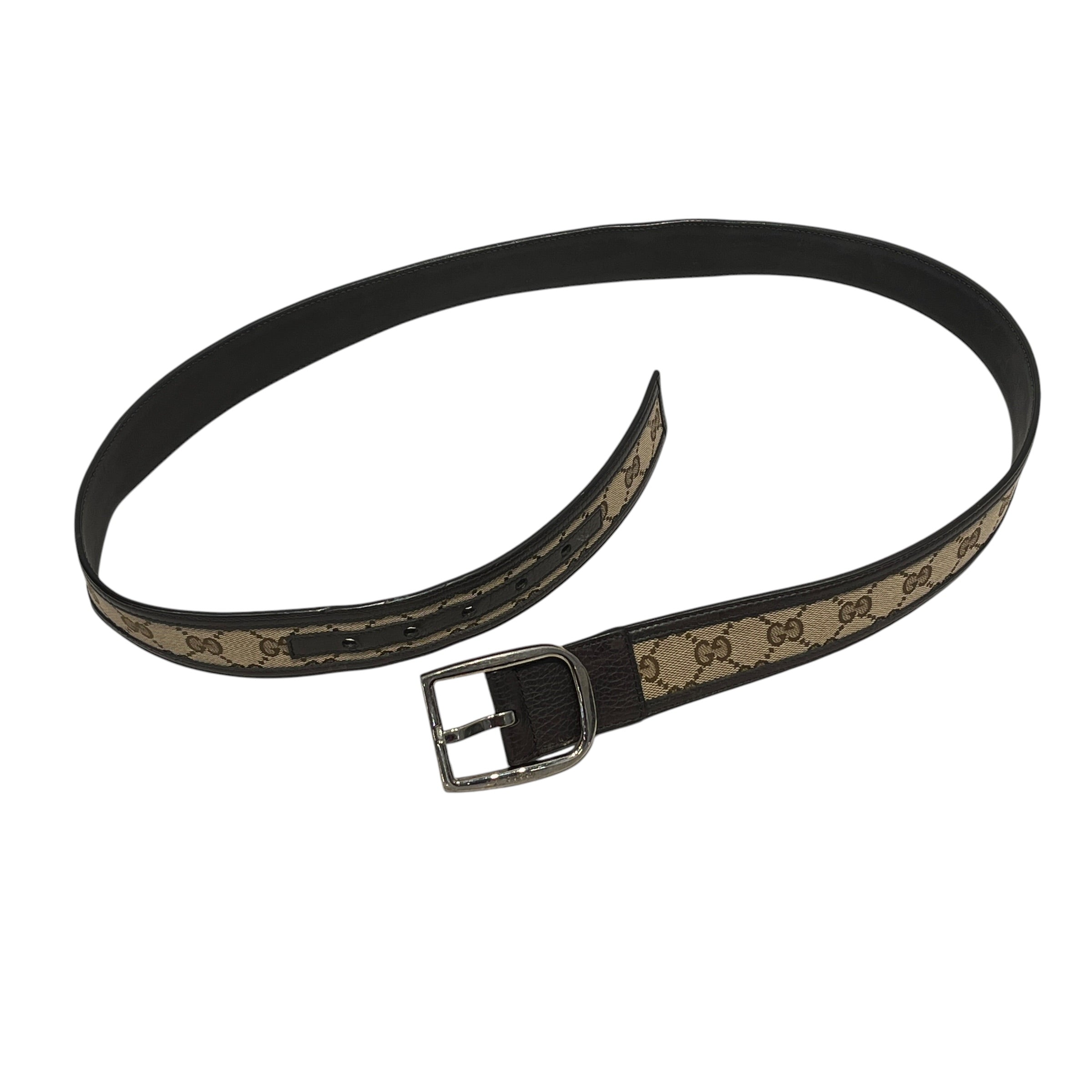GUCCI/Belt/Monogram/Leather/BRW/M's/GG canvas /rectangle buckle view 6
