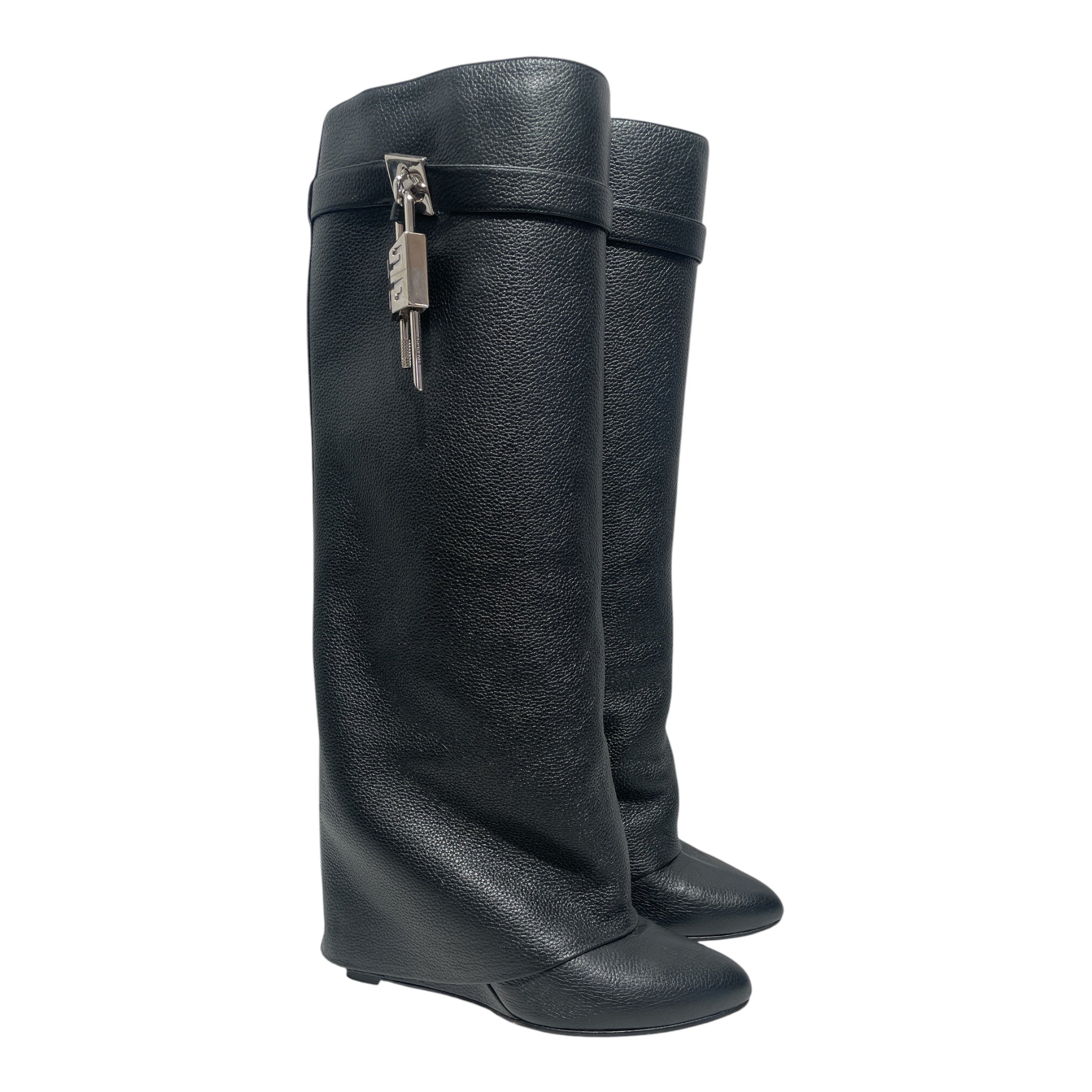 GIVENCHY/Long Boots/EU 40/Leather/BLK/Leather Shark Lock view 1