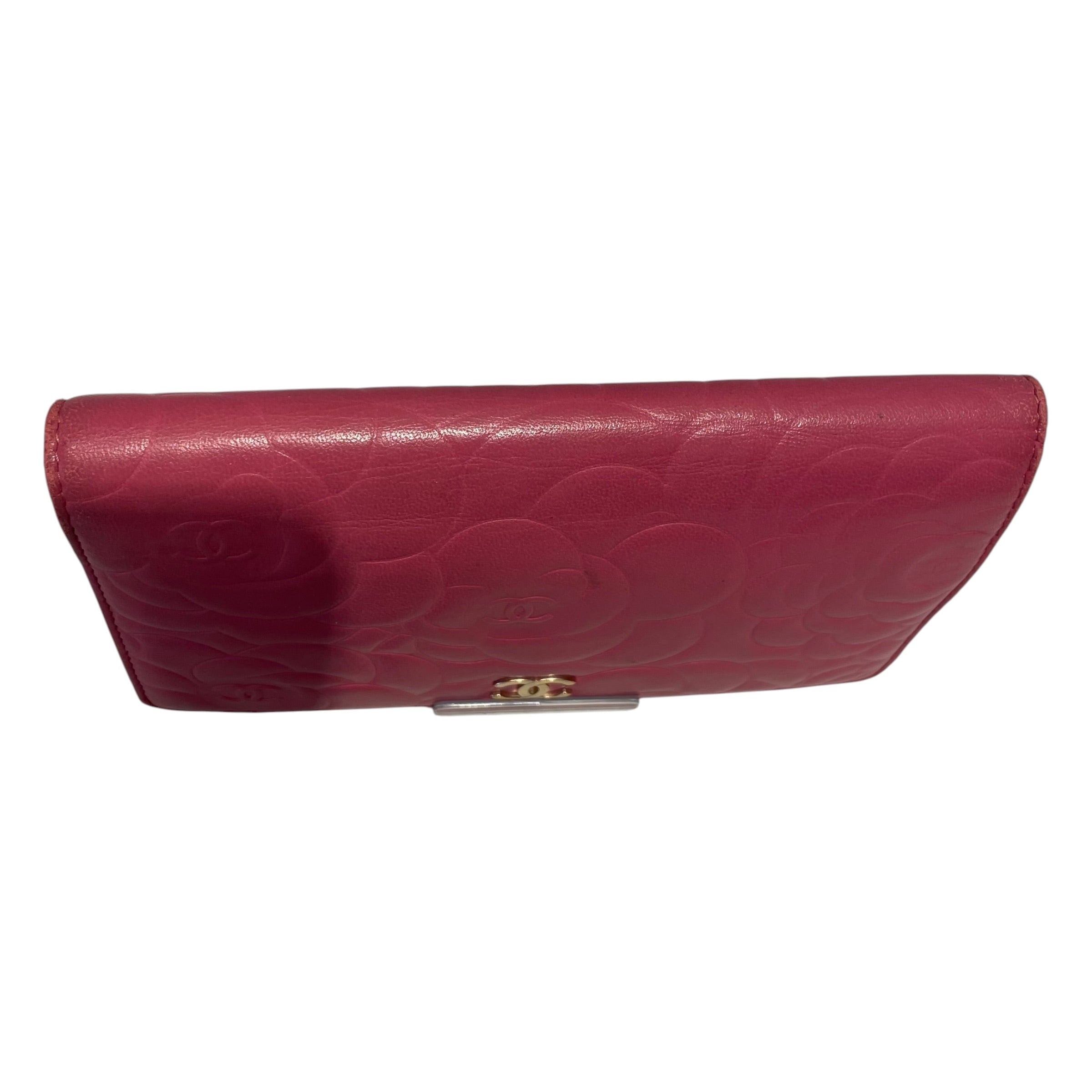 CHANEL/Long Wallet/Floral Pattern/Leather/PNK/L's/Camellia ziparound view 3