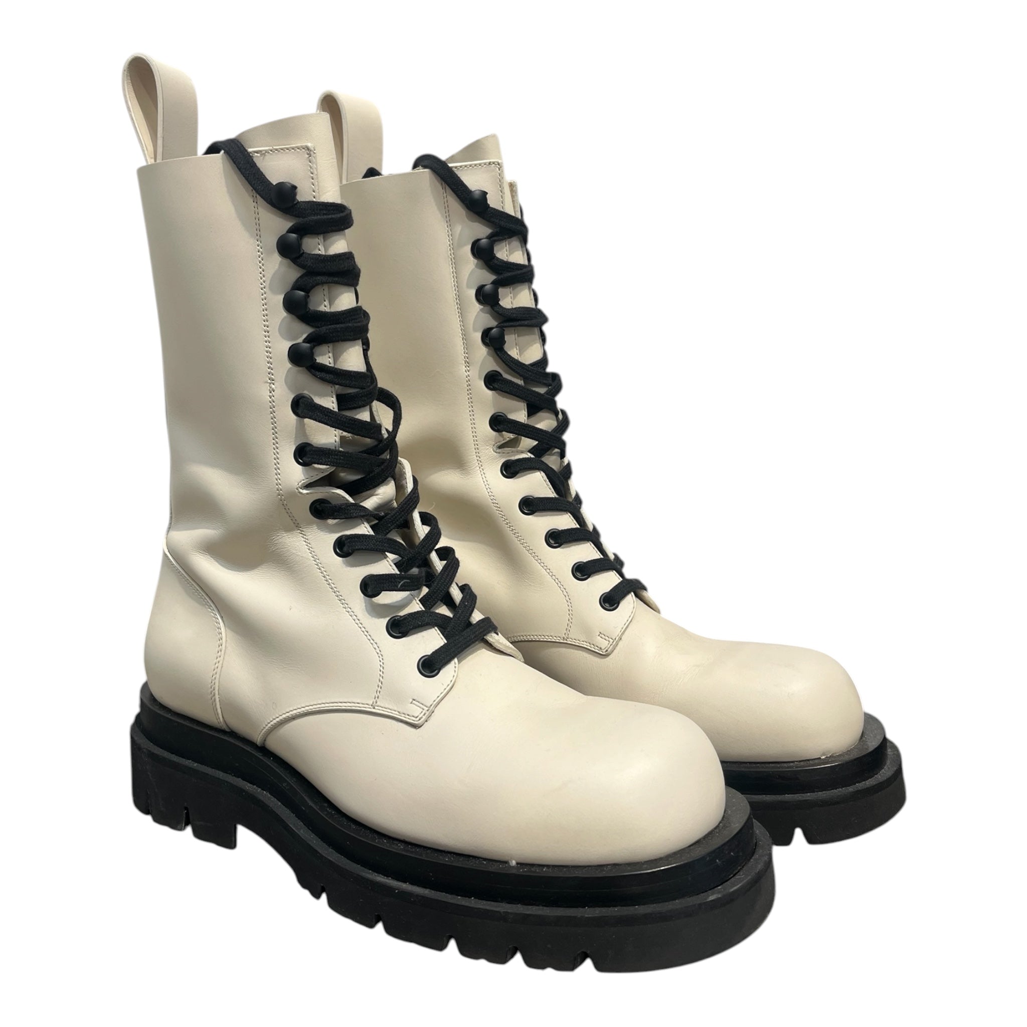 BOTTEGA VENETA/Boots/EU 40/Leather/WHT/lug sole military lace up view 1