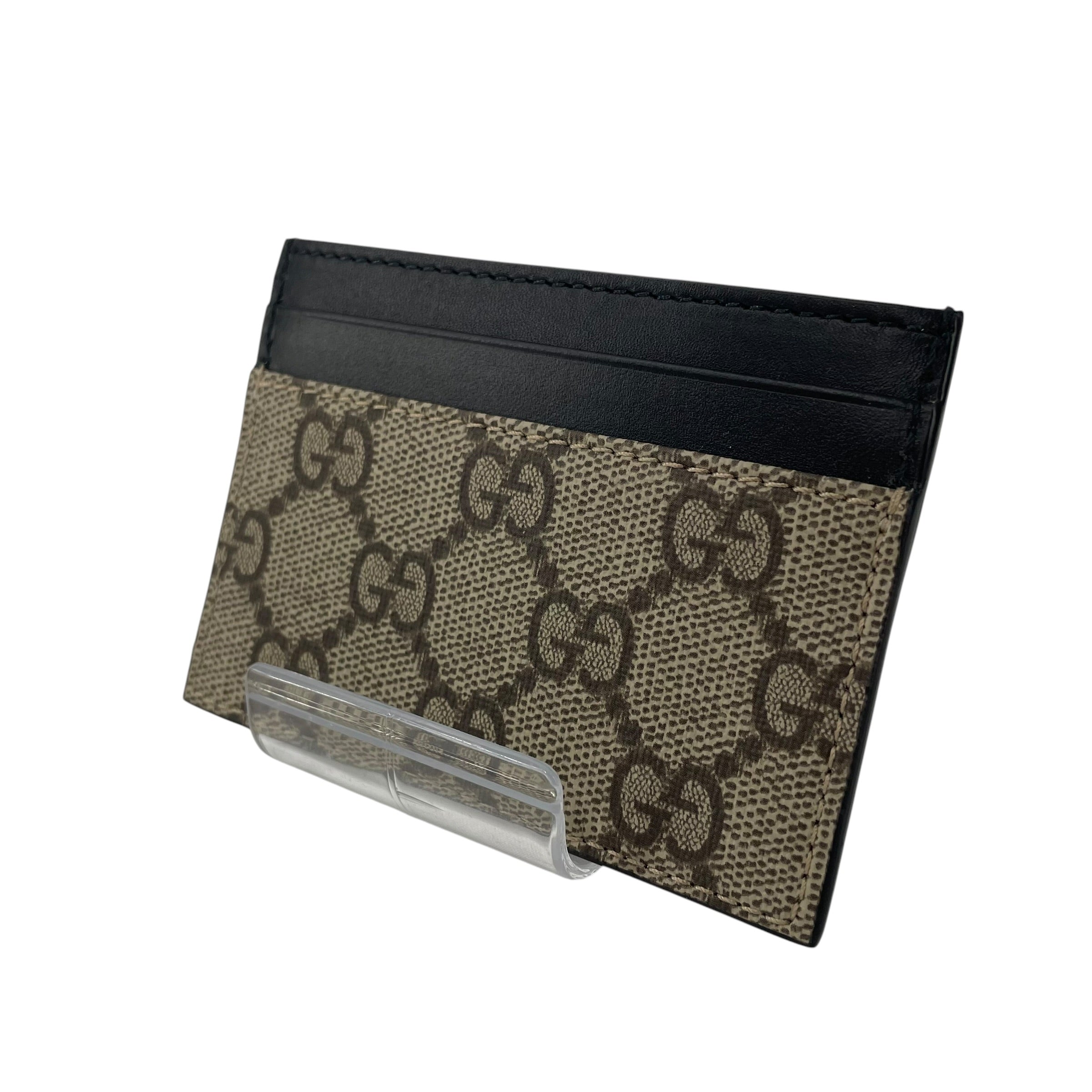 GUCCI/Wallet/All Over Print/Leather/BEG/BLACK TOP GG CARDHOLDER view 1