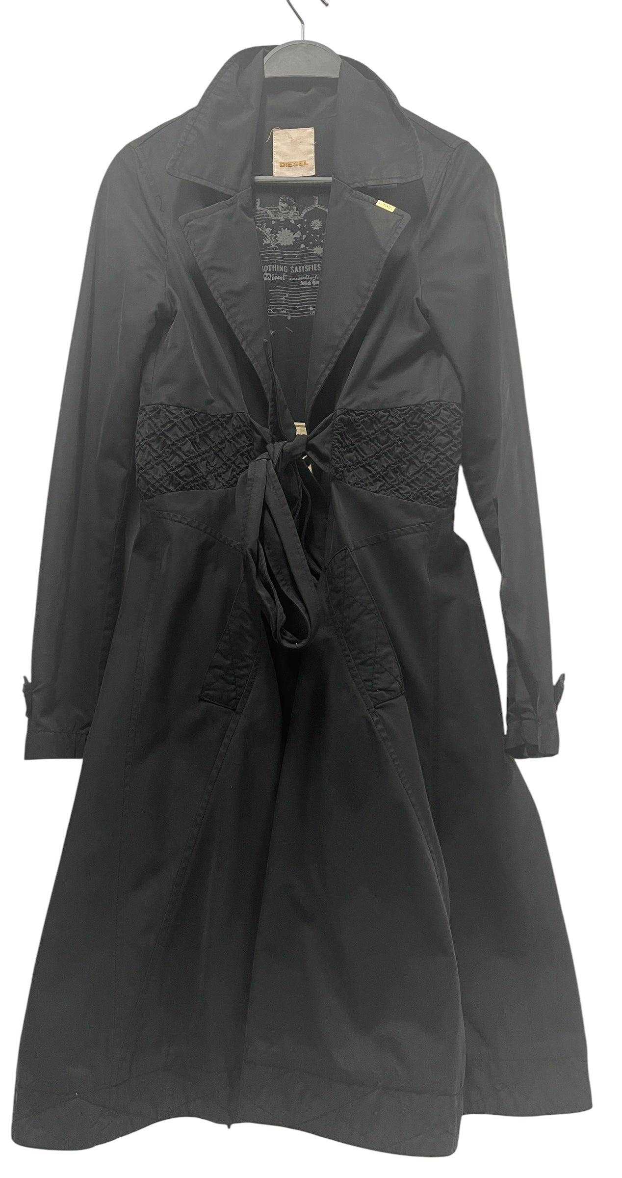 DIESEL/Duffle Coat/XS/Cotton/BLK/ROUCHED BACK w/ belt view 1
