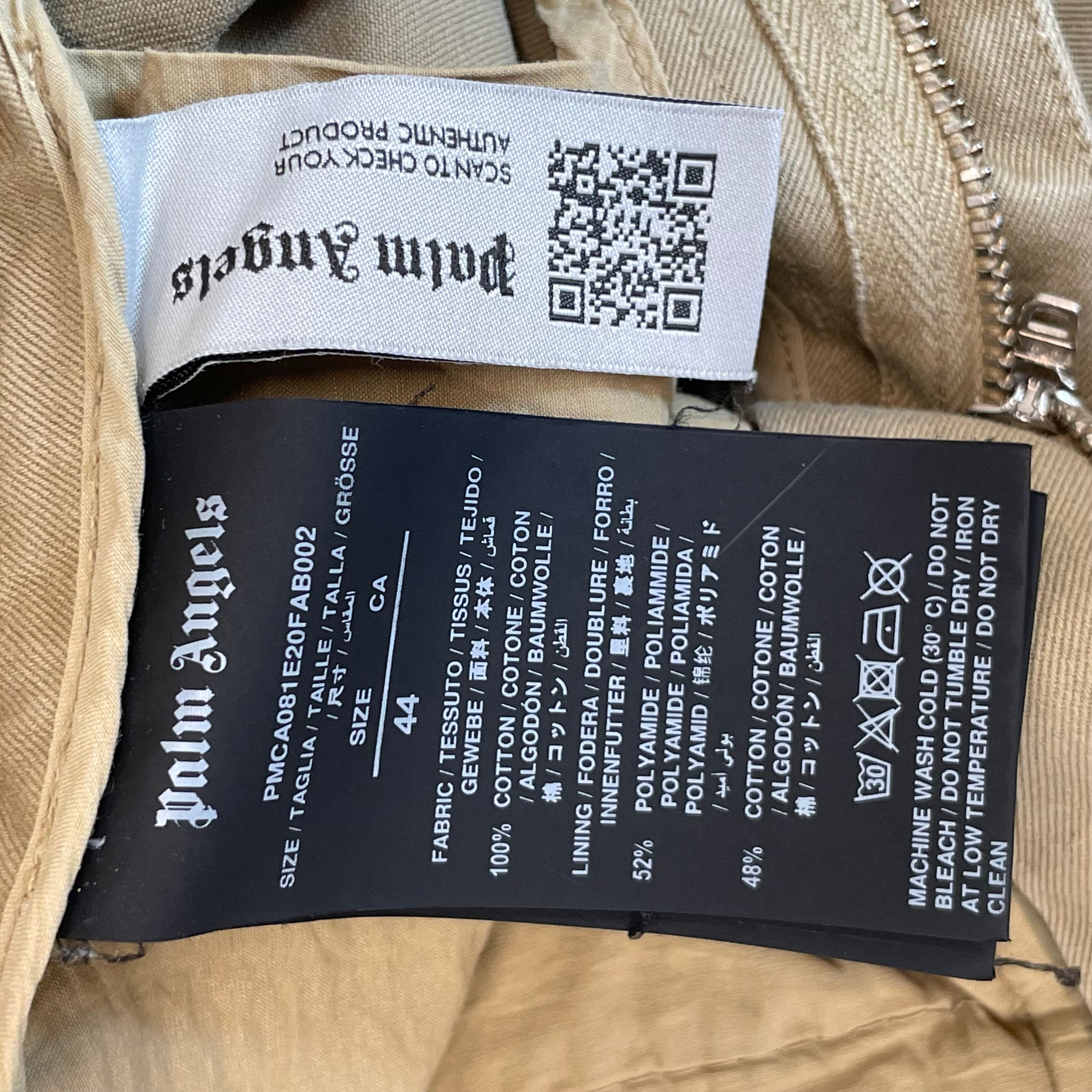 Palm Angels/Pants/44/Cotton/KHK/LOGO ON LEFT THIGH view 4