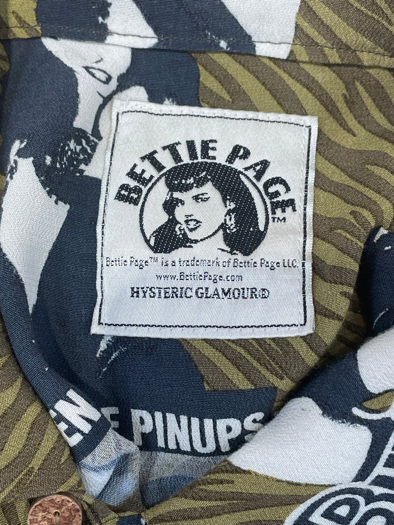 HYSTERIC GLAMOUR/Hawaiian Shirt/M/Cotton/GRN/All Over Print/Betty Paige