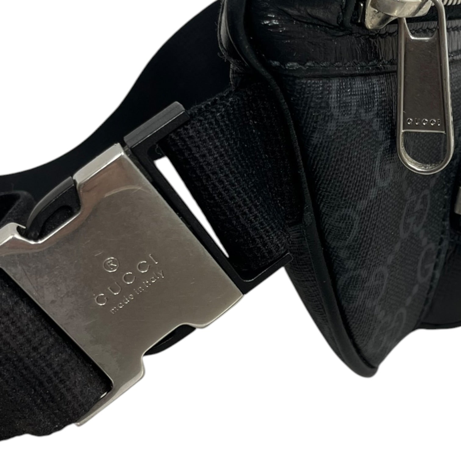 GUCCI/Fanny Pack/Monogram/Leather/BLK/Waist Bag view 3